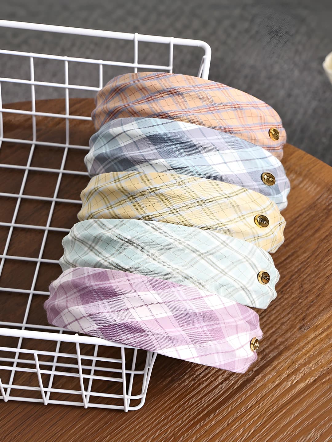 Women's purple plaid fabric headband, handmade, old money style hair accessory
