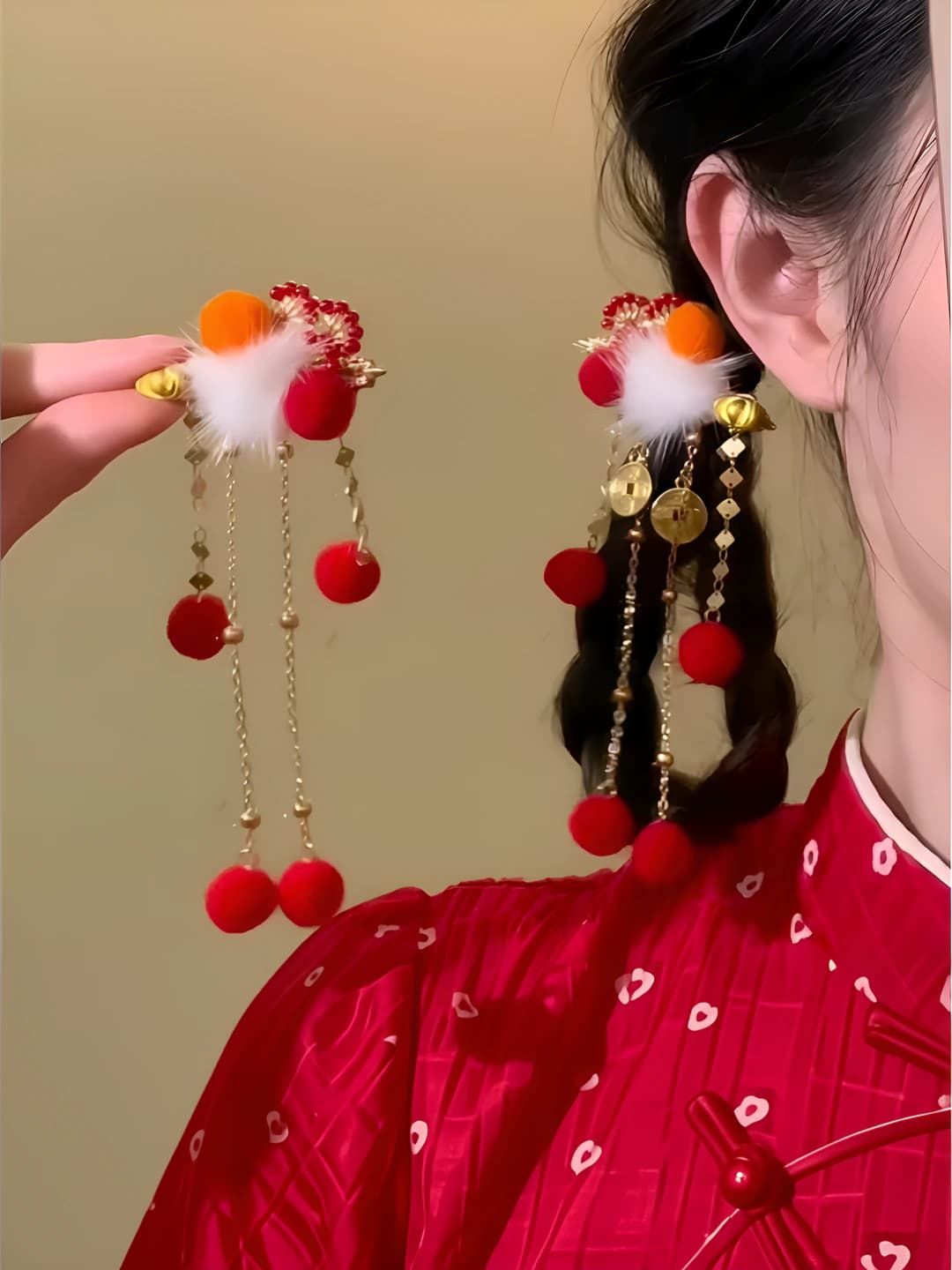 New year ingot hair clips pair