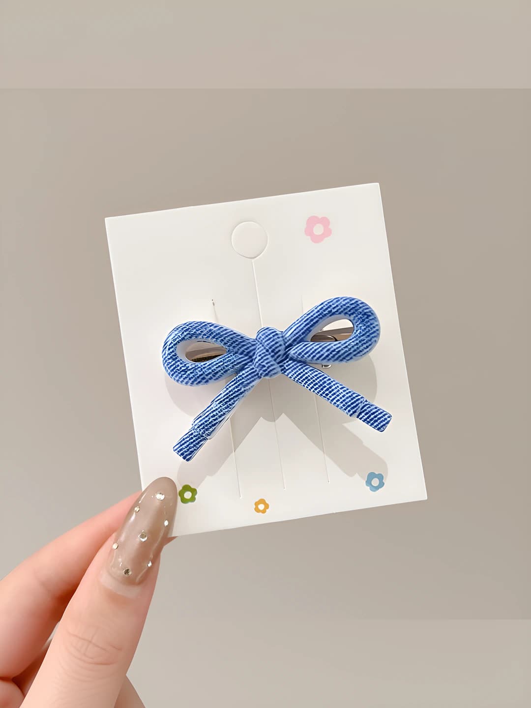 5# Bow, denim blue, 5 cm