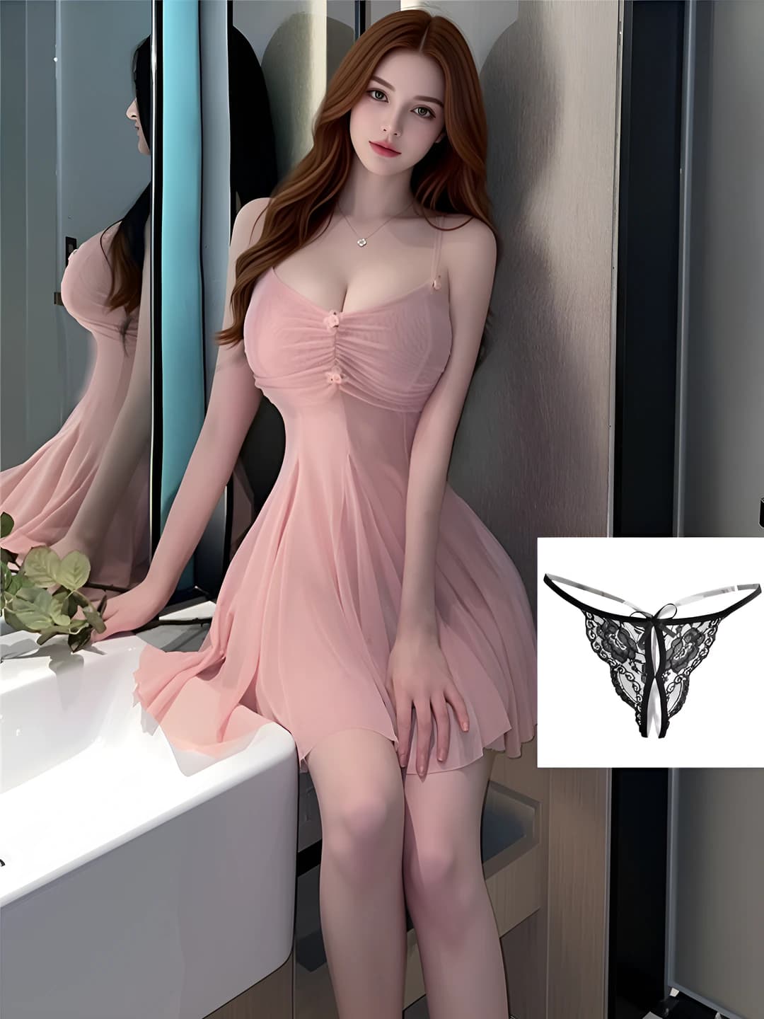 Teri rang +006 Qora ochiq orqa ichki kiyim