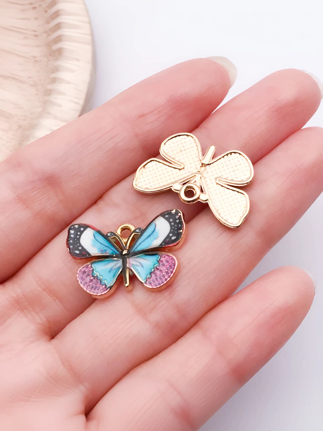 1 pc Gold-Blue, 14x22mm, 1.5g