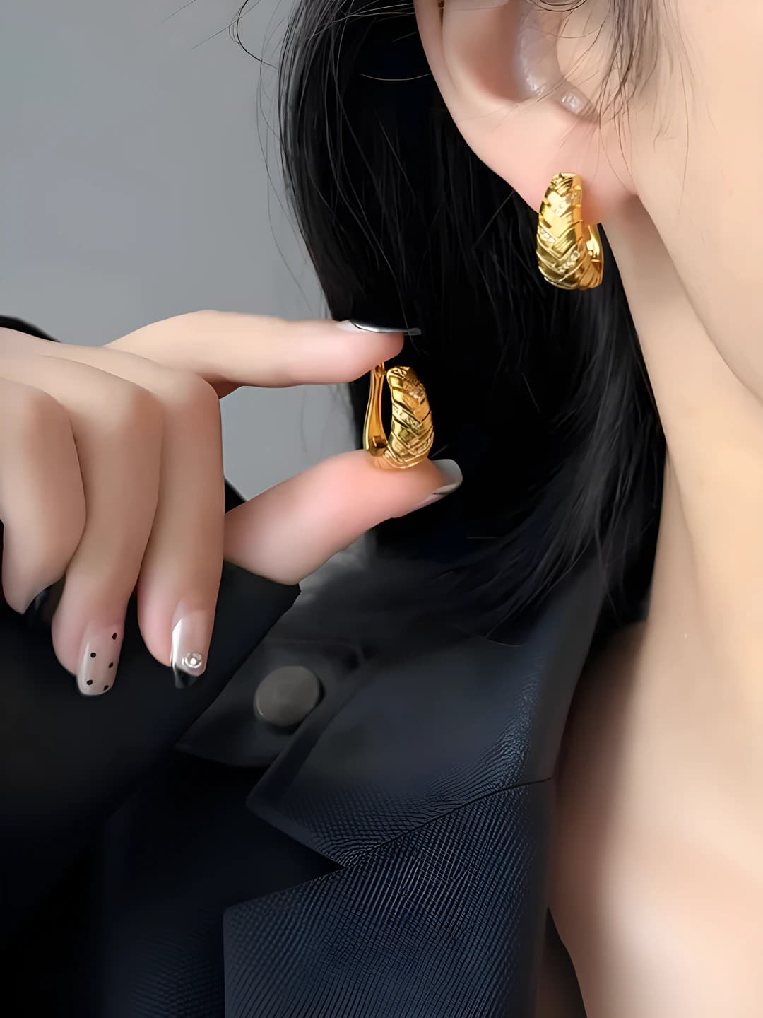 Women's retro style French wheat ear pattern micro-paved geometric earrings