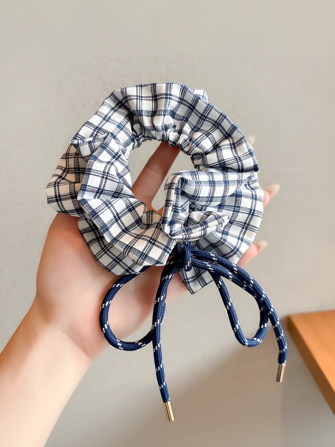 Plaid bow scrunchie ~40*8 cm