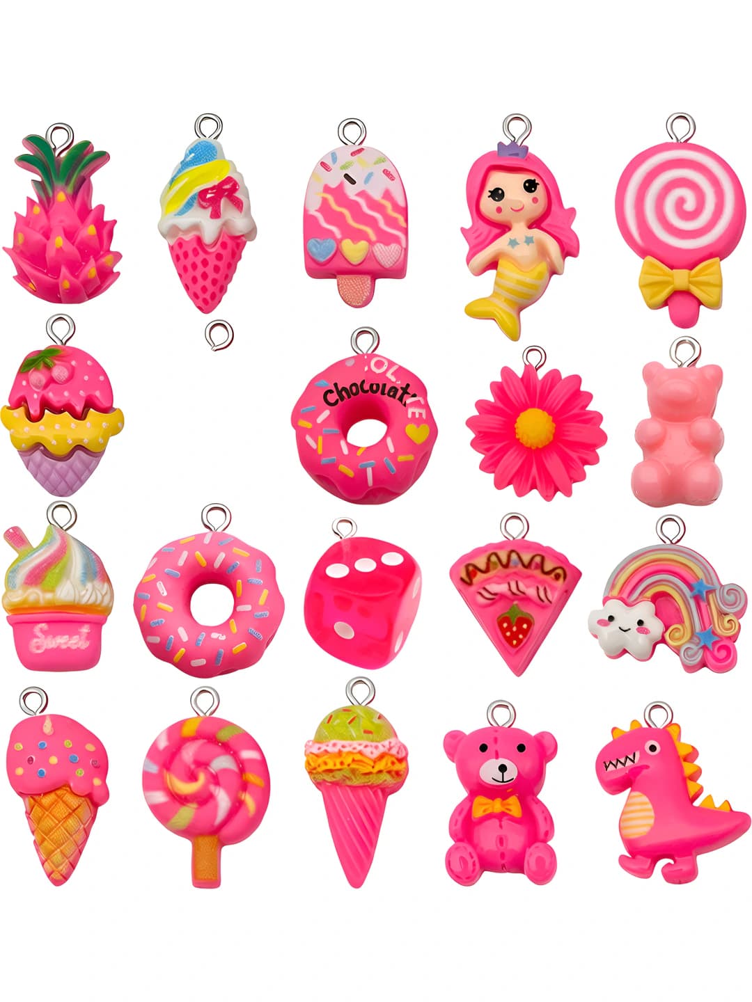 Women's Korean style resin DIY charm pendants, fresh and sweet, pink dragon fruit cake, rainbow, Lollipop design element, Buzz Lightyear IP, for handmade earrings and keychains
