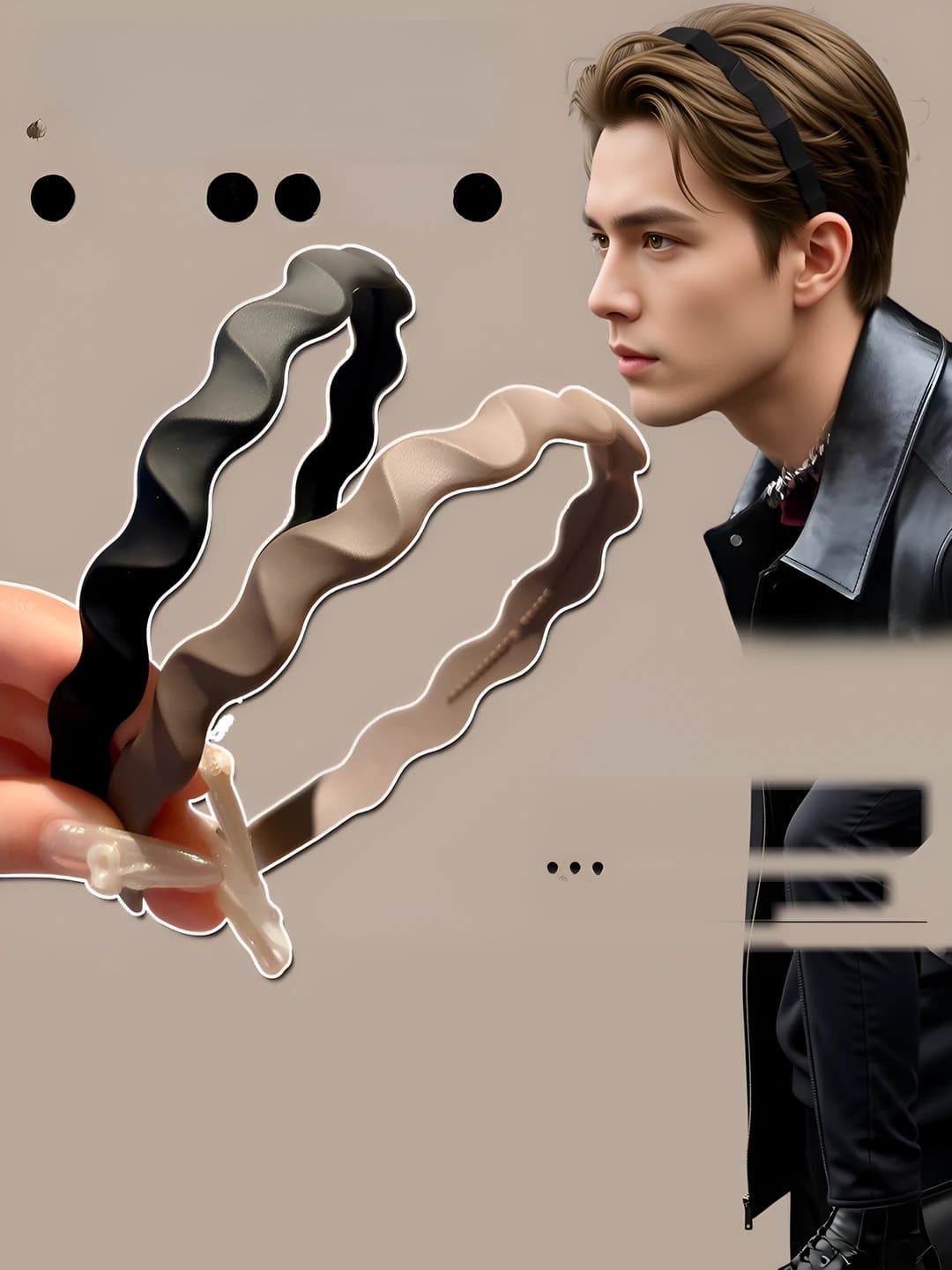 Men's non-slip invisible headband with teeth for face washing, high crown, no pressure