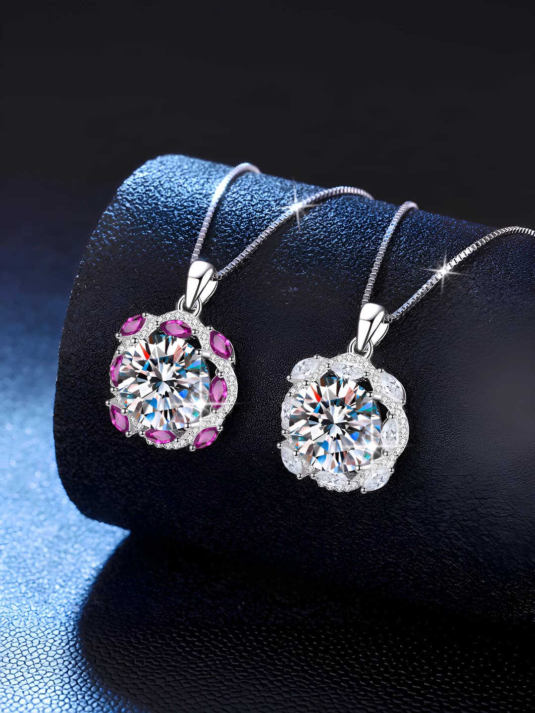 Ayollar uchun 925 kumush zanjirli moissanite kulon, 10 karat tosh, qirolicha shakli, 41-50 sm