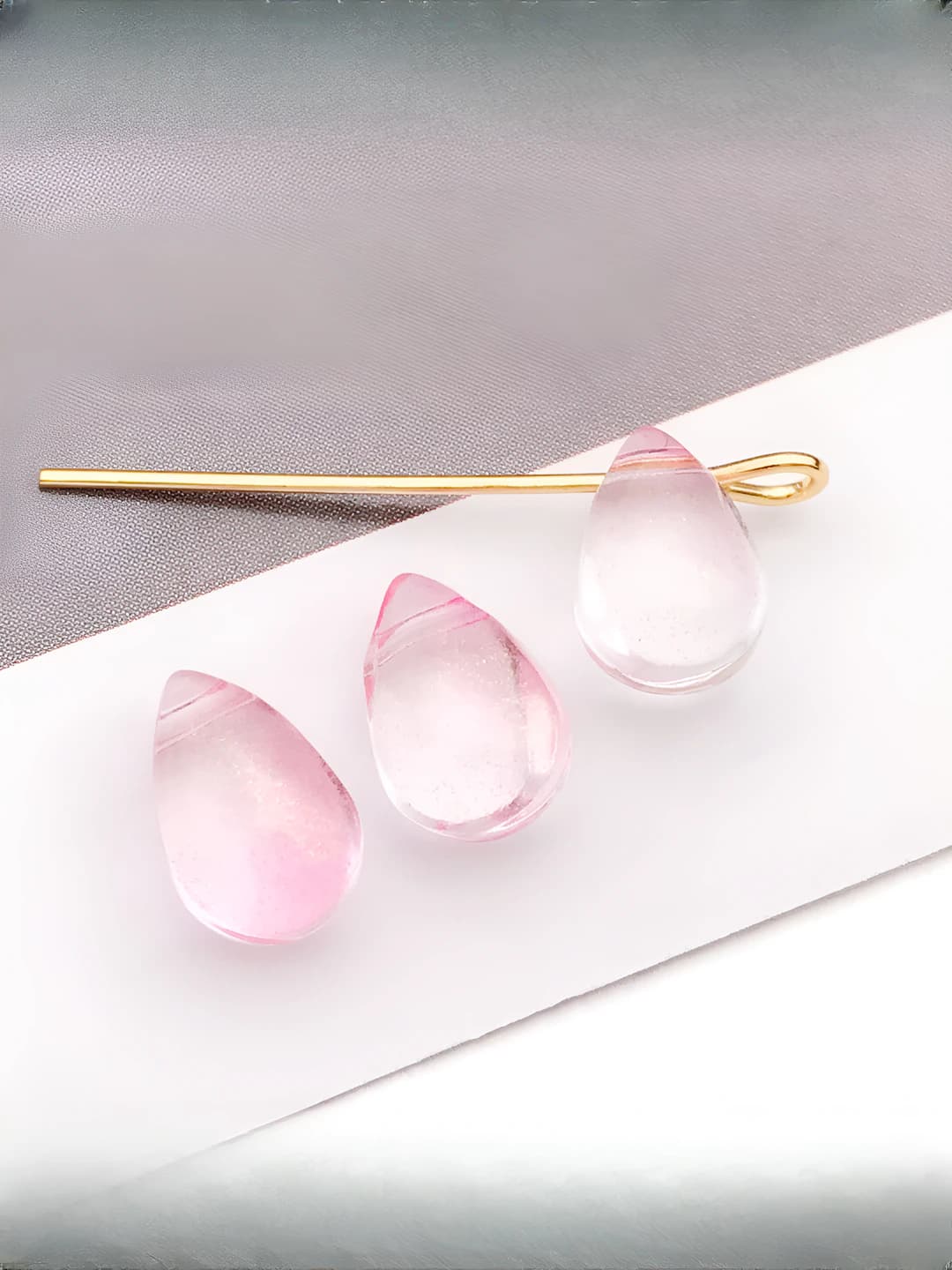 Прозрачный, розовый, 9x6x5mm, 1mm, 0.3g