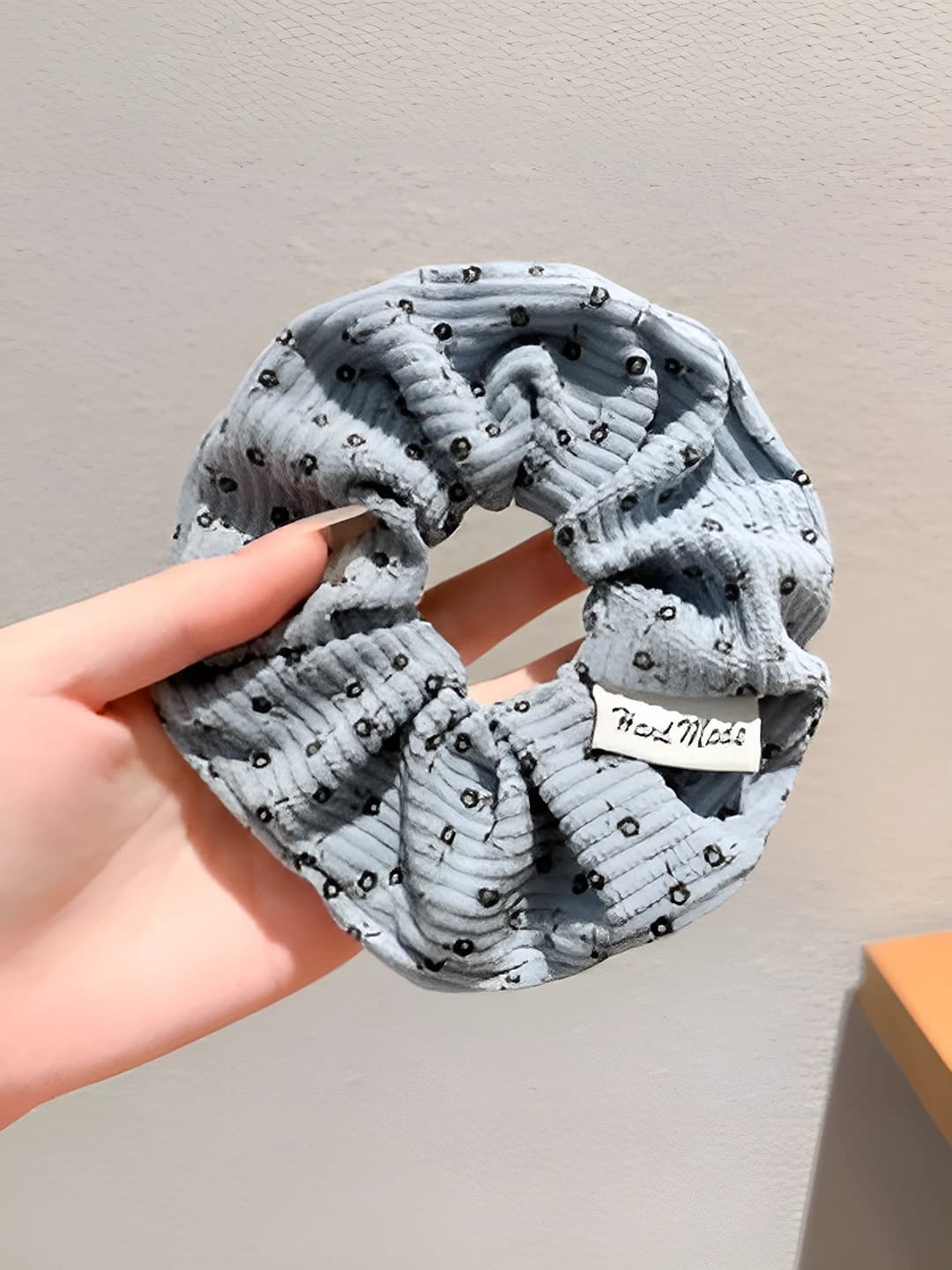 1# Misty blue small floral velvet hair tie