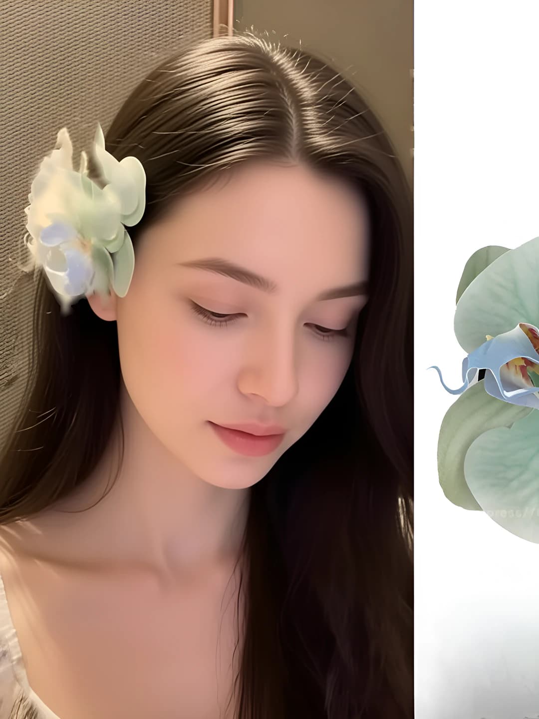 4# Green-Phalaenopsis pearl clip 9 cm