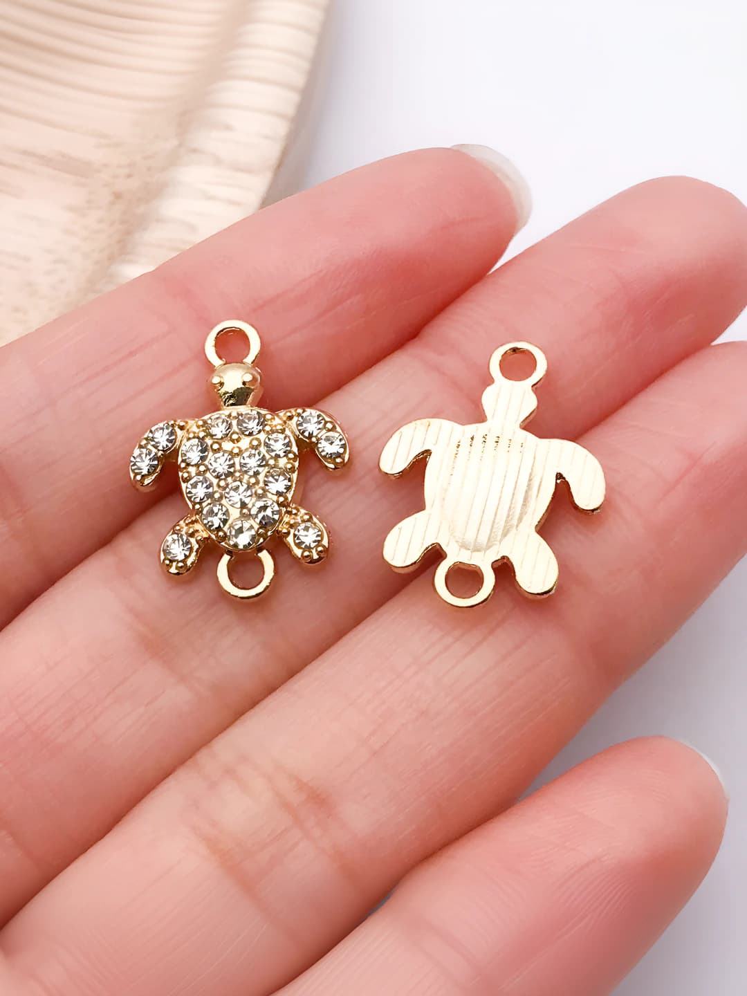 1 pc rhinestone double turtle 19x14mm-1.1g