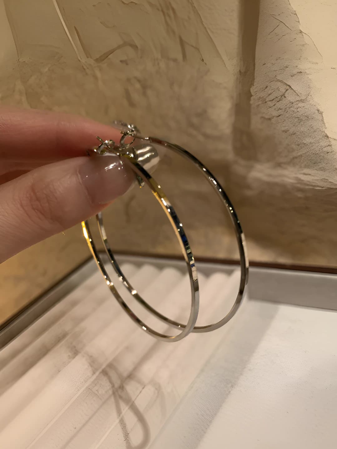 Silver hoop earrings 6 cm