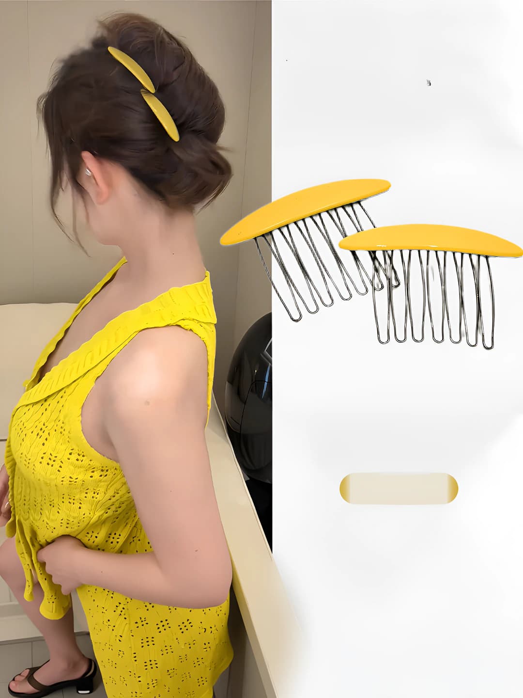 Women's hair clips and combs: non-slip, retro, solid colour, geometric, handmade acrylic hair comb