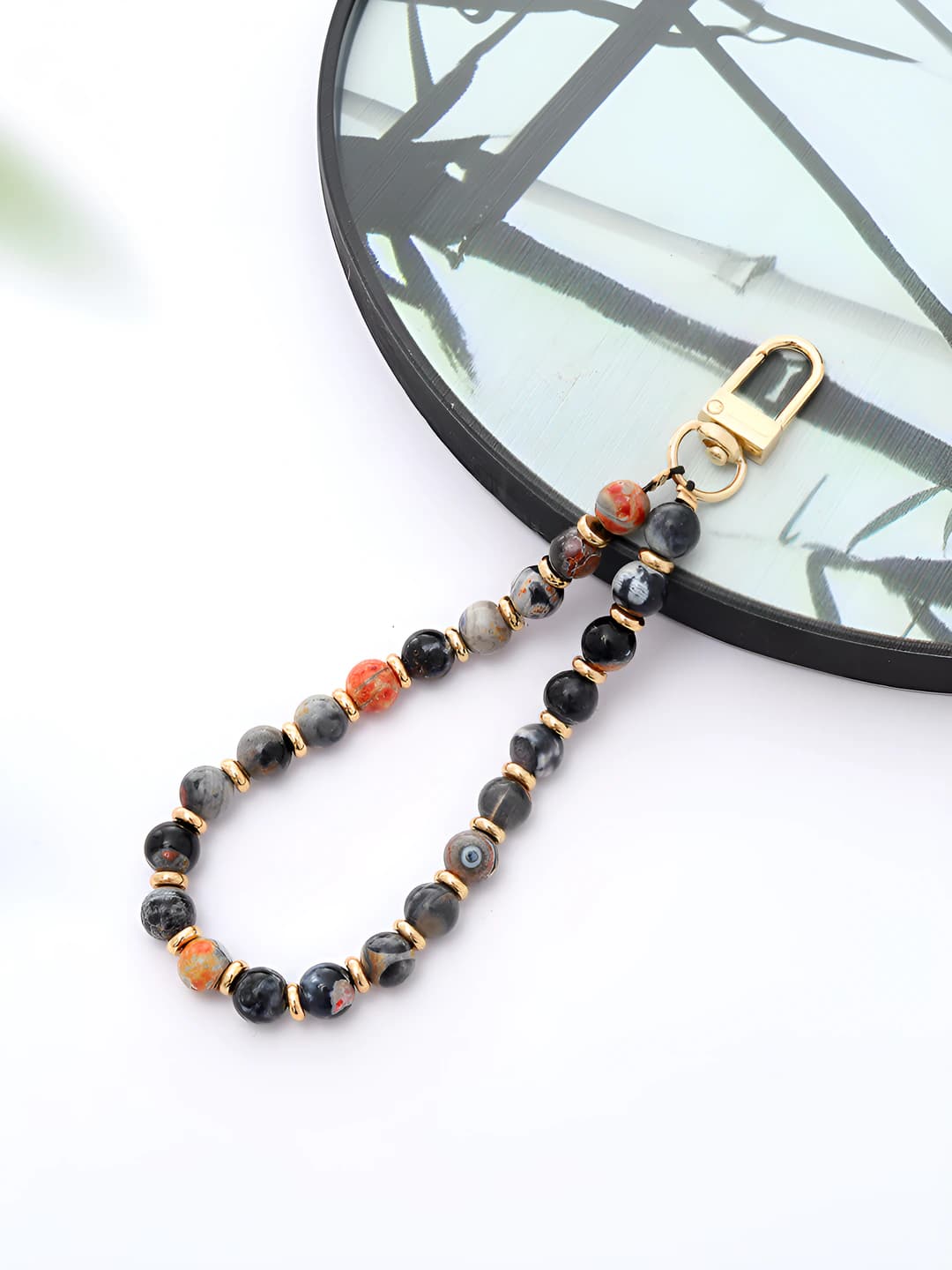 K3420 Red-Black Fire Agate Charm