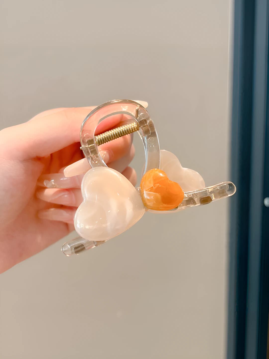 9# (Средний) Кофейный прозрачный сердечко зажим 8cm