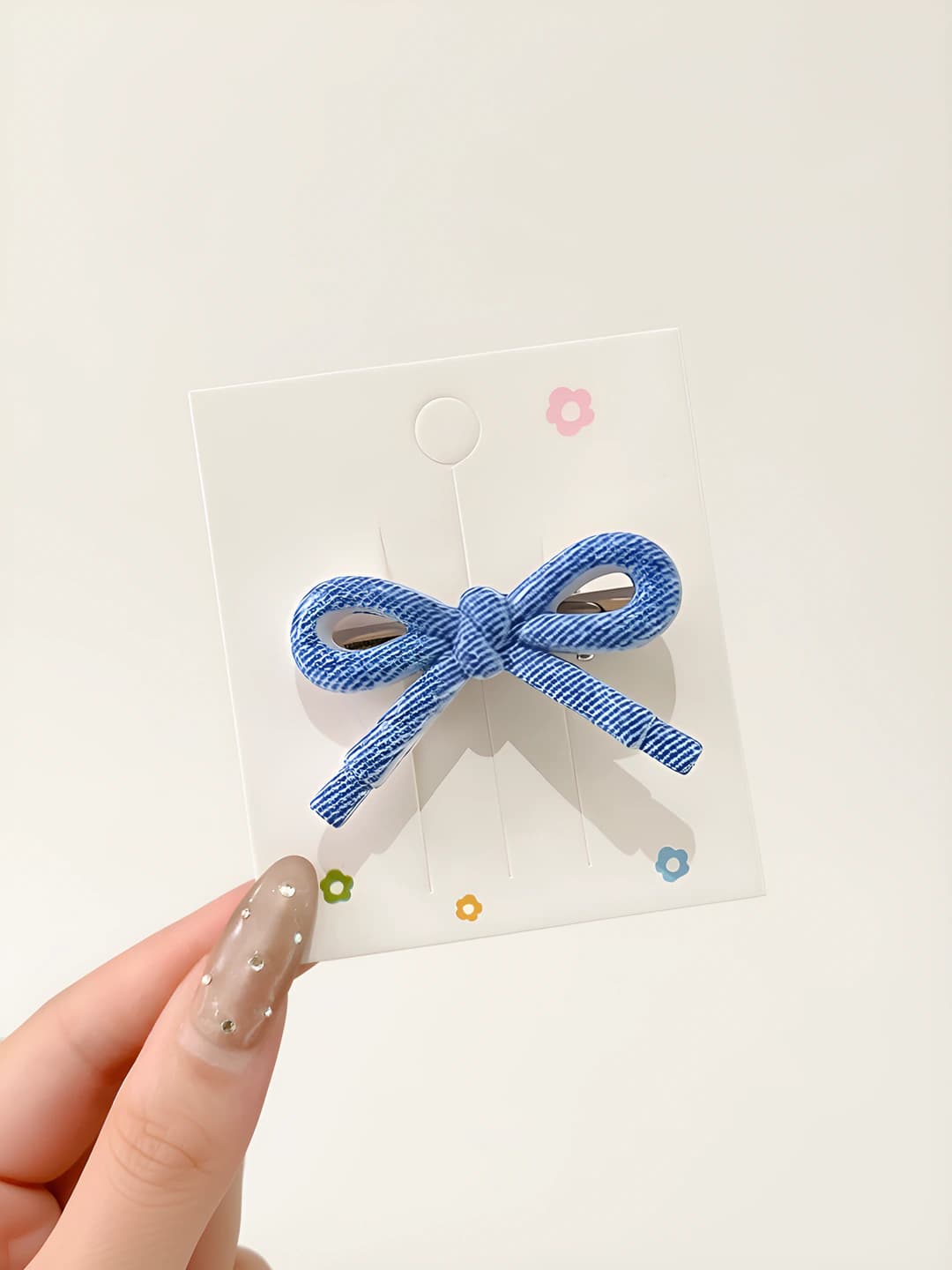 5# Bow, denim blue, 5 cm