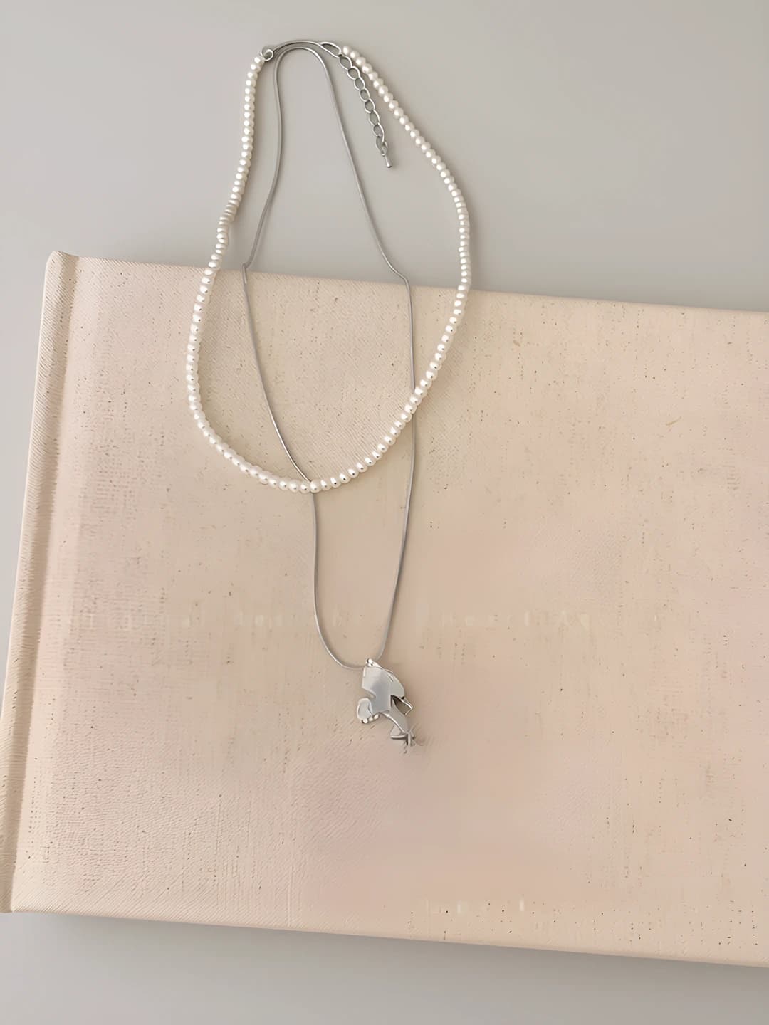 Blue crystal butterfly double layer necklace