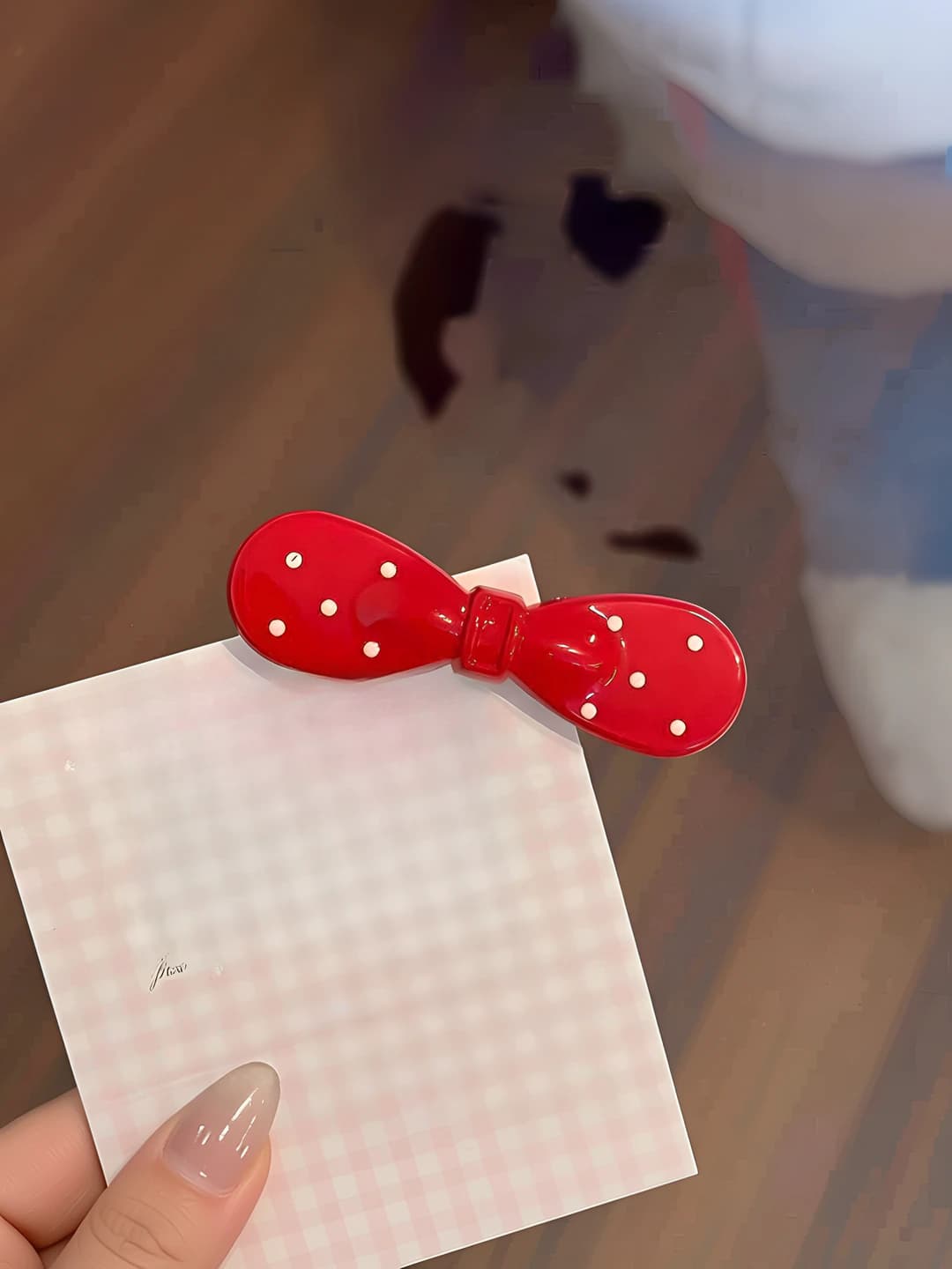 1# Macaron bow hair clip - Red