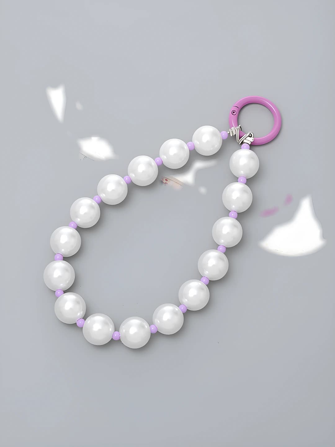 Pearl heart charm, purple