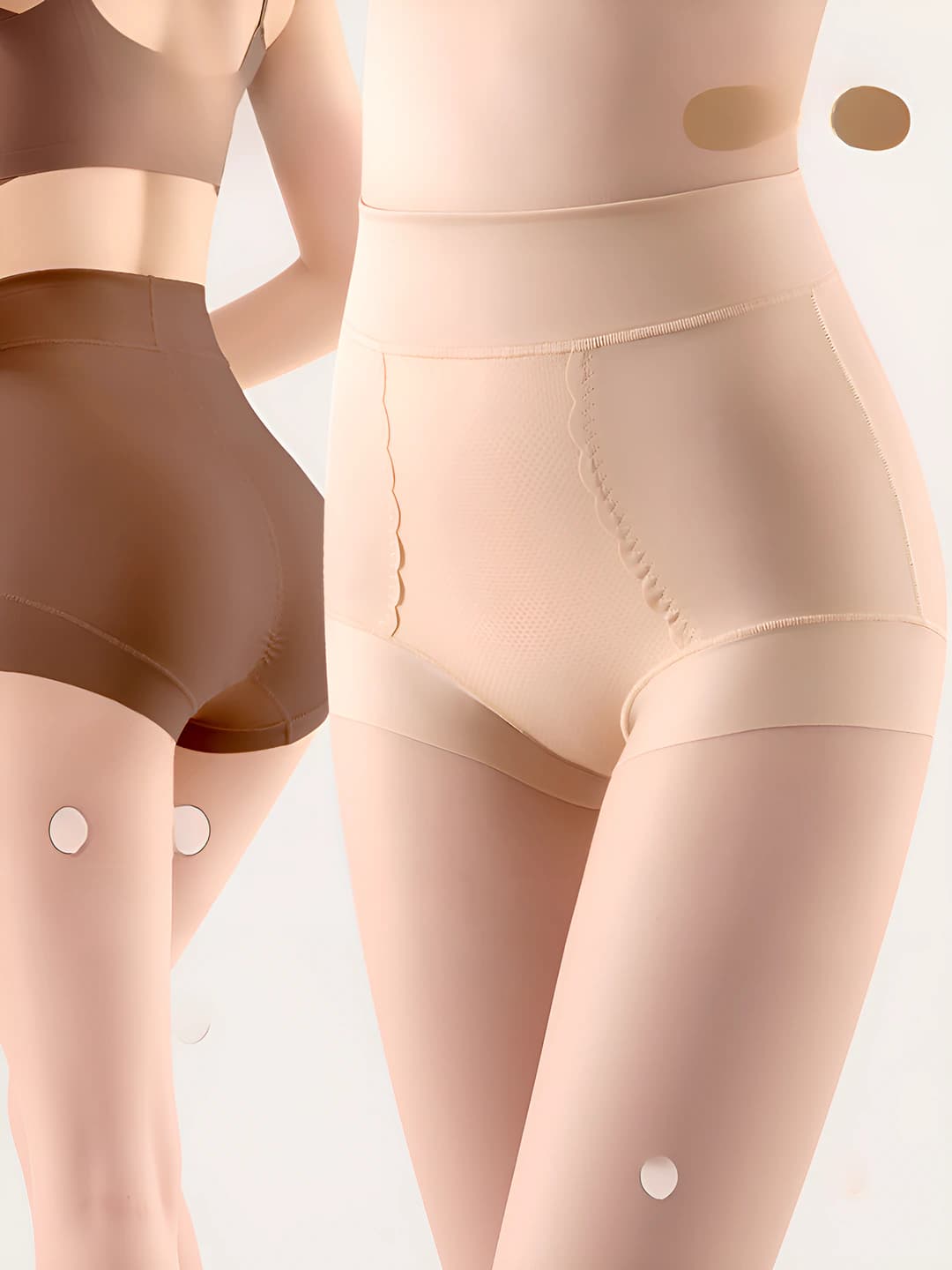 Women's high waist shaping shorts, mulberry silk, antibacterial, breathable, tummy control, hip-lifting, plus size, solid colour briefs