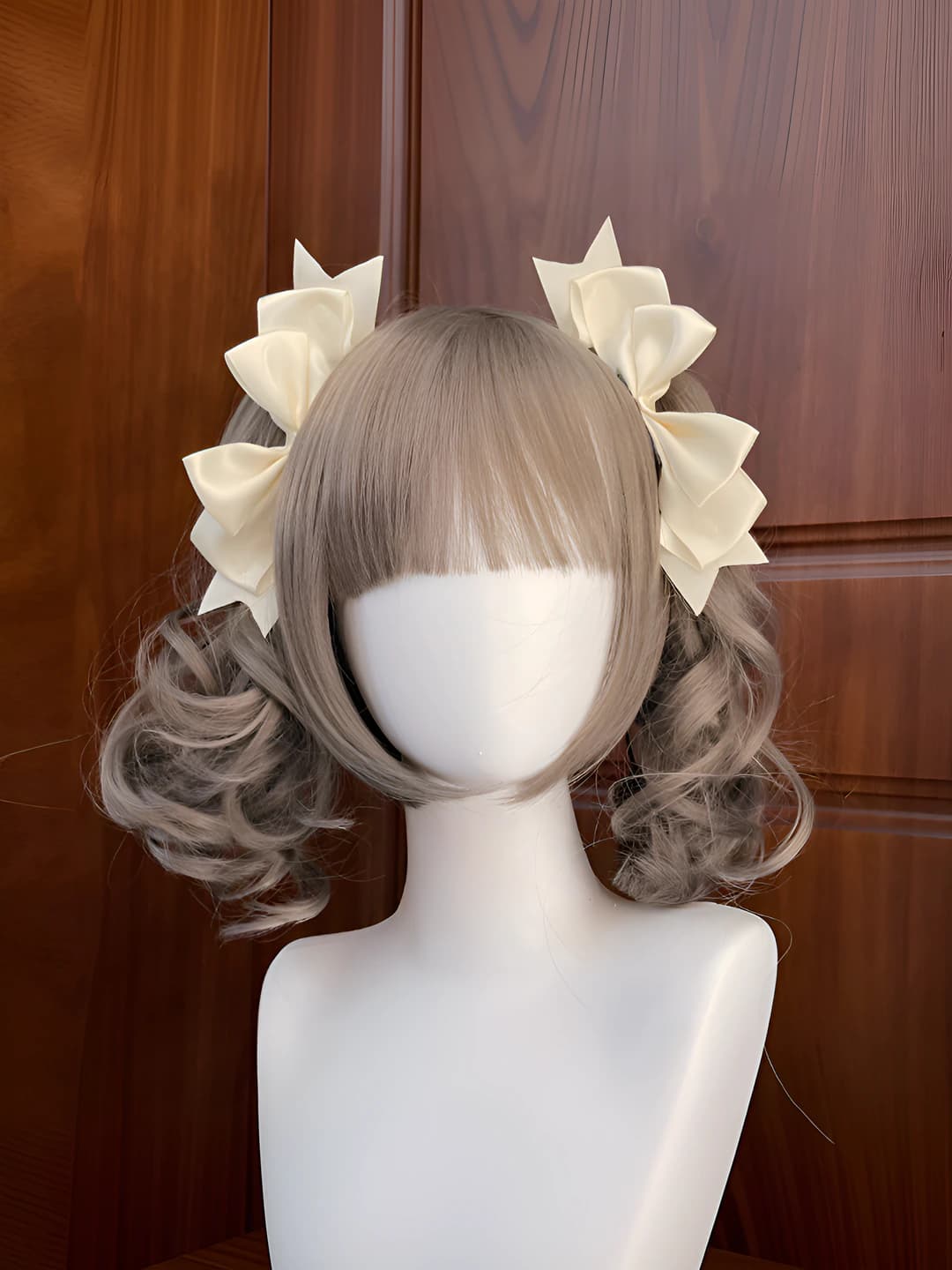 Women's hair clips and combs: pair of 3D bow hair clips in JK style, handmade fabric