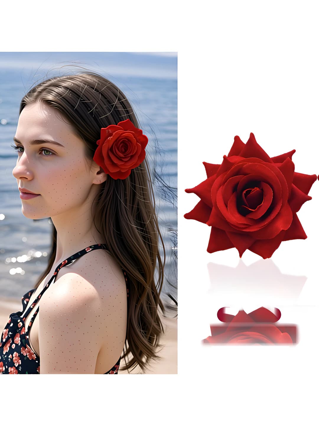 1# Red rose clip (~4.5 cm)