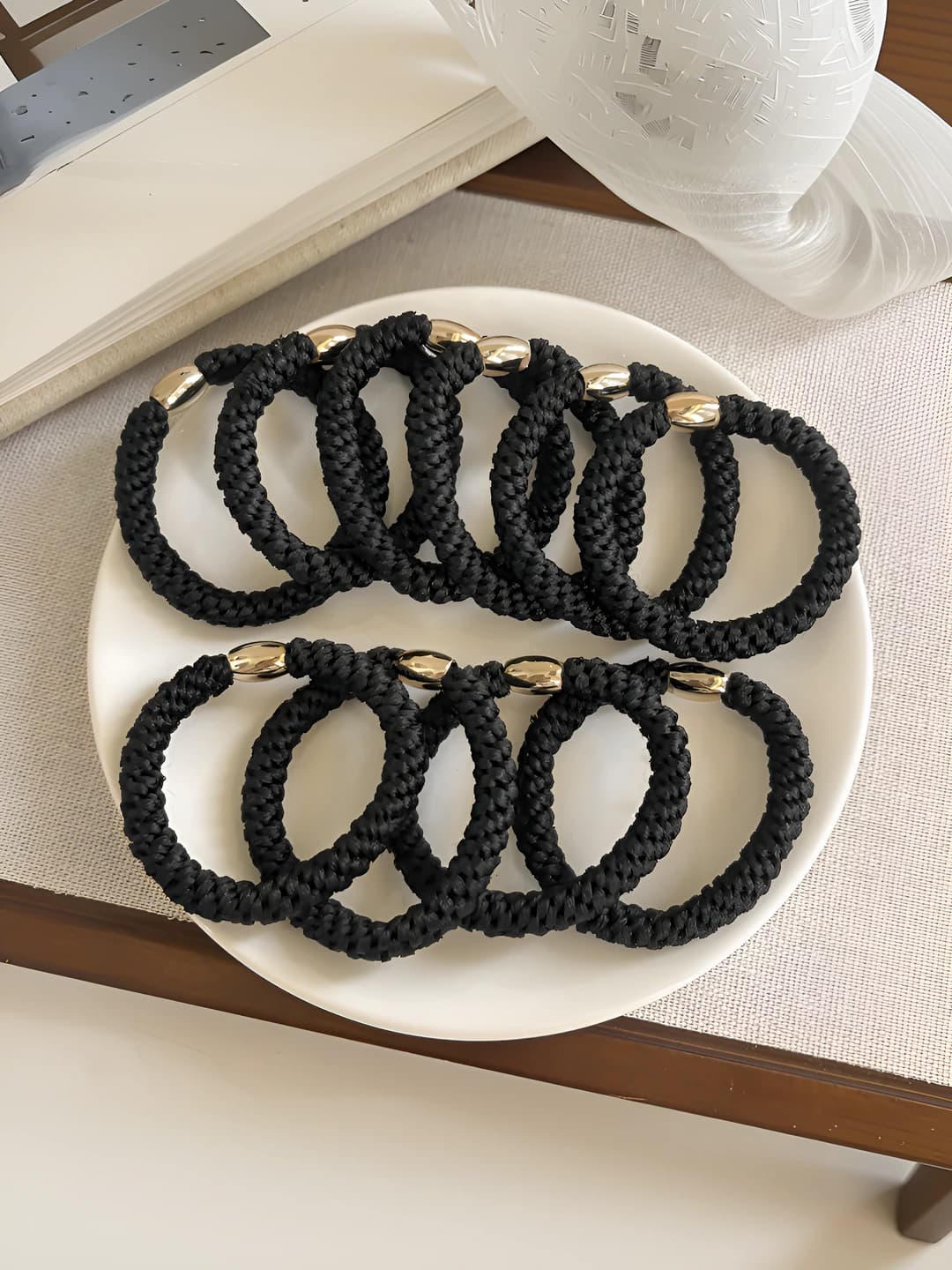 Black elastic hair tie 10 pcs