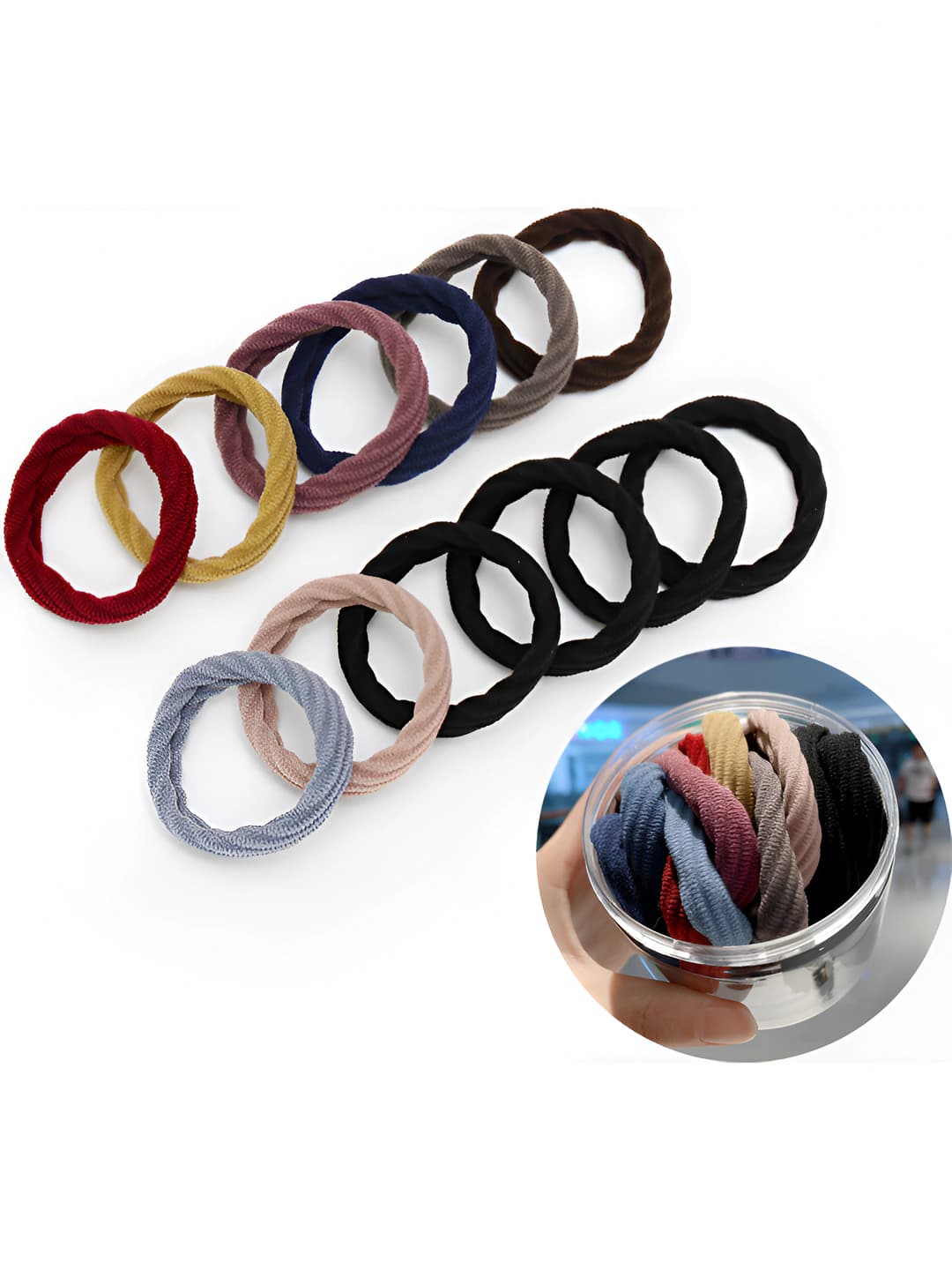 Black + multicolour spiral, 20 pcs