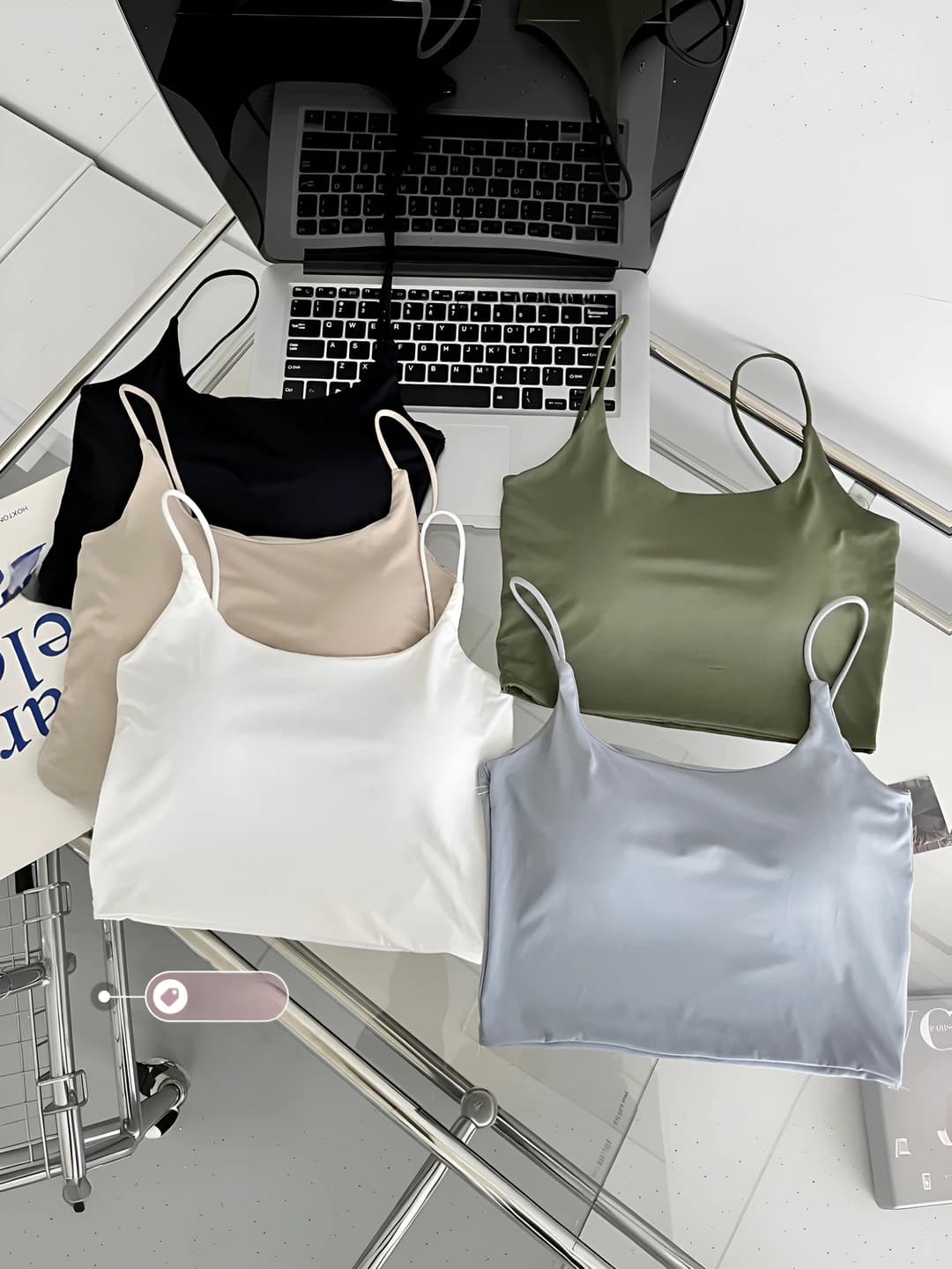 Women's summer ice-silk tank top with built-in bra, seamless, breathable, beautiful back, push-up, bust covering