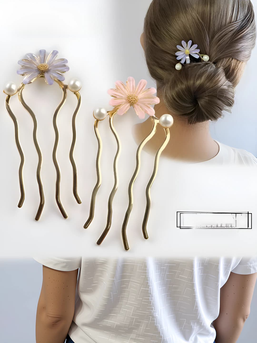 Women's U-shaped decorative hair comb and clip in sweet style