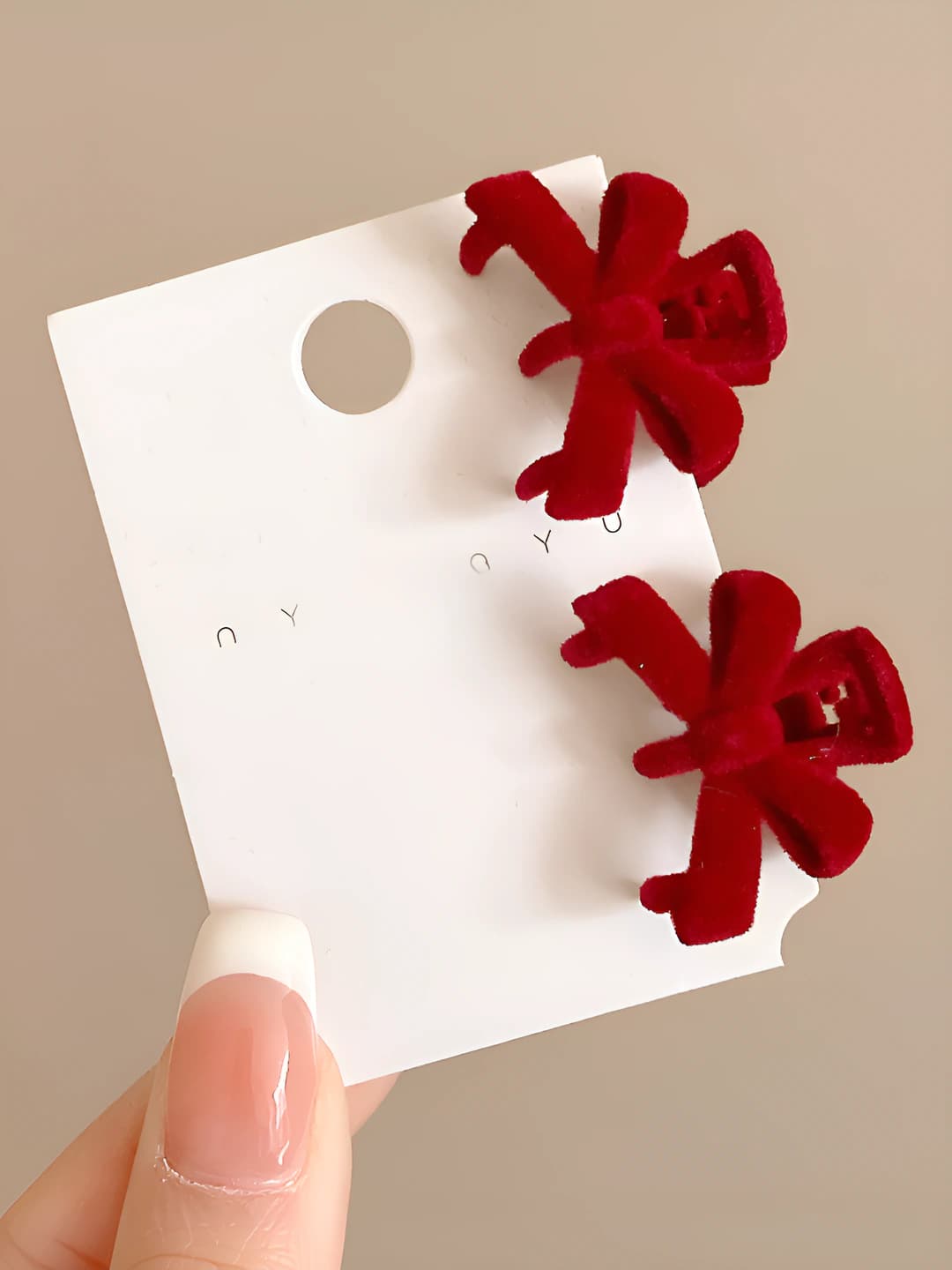 3#Red ribbon plastic clip 1 pair