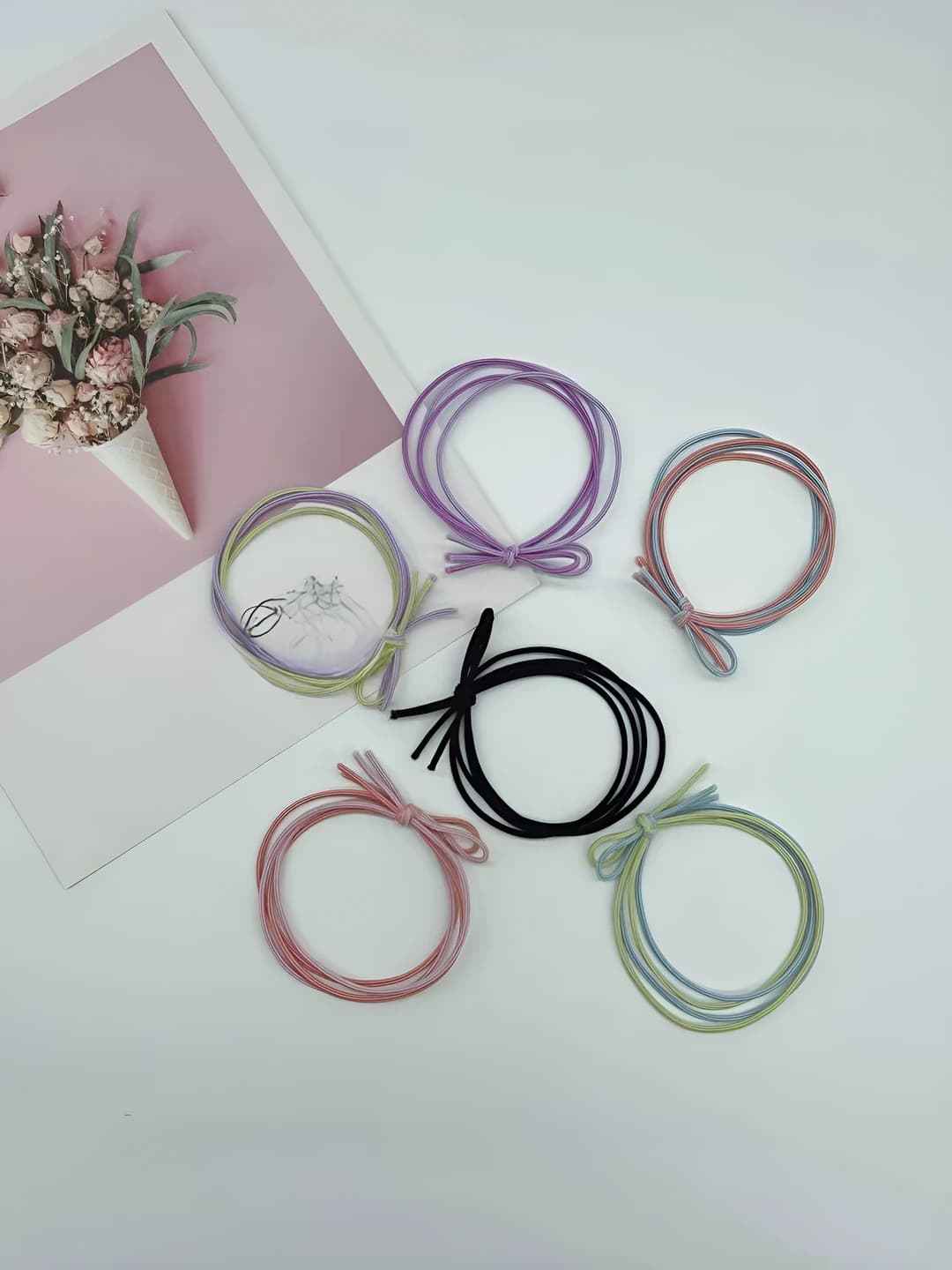 Women's Korean style simple stretch hair ties with bow design element