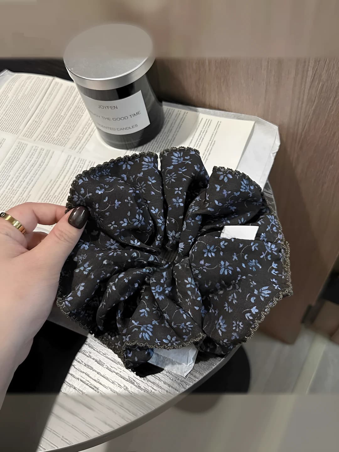 Coffee-blue floral tie