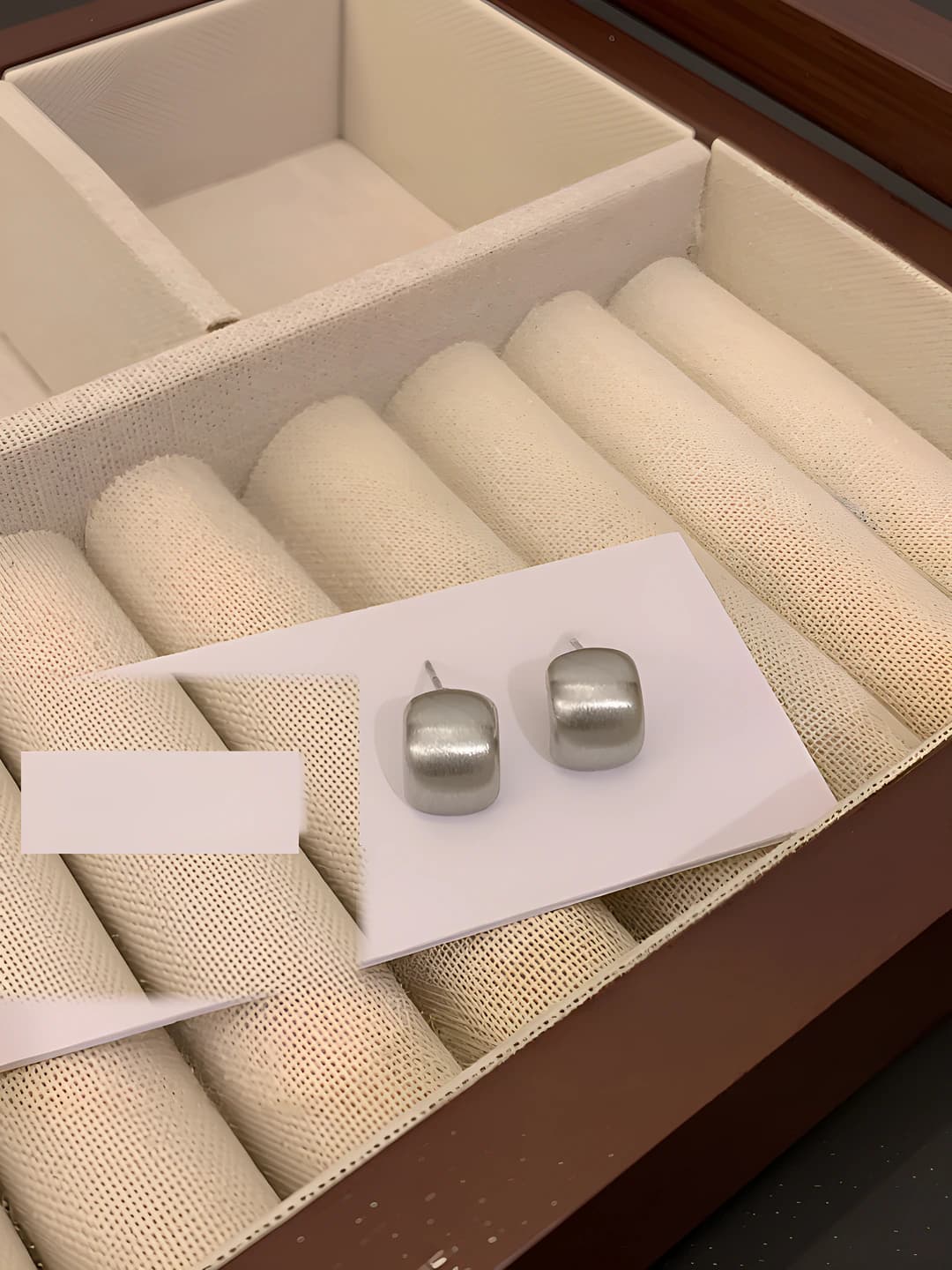 White Gold - Matte Square Studs