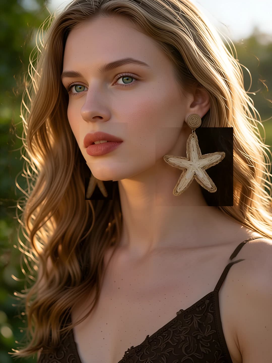 Coffee star stud earrings