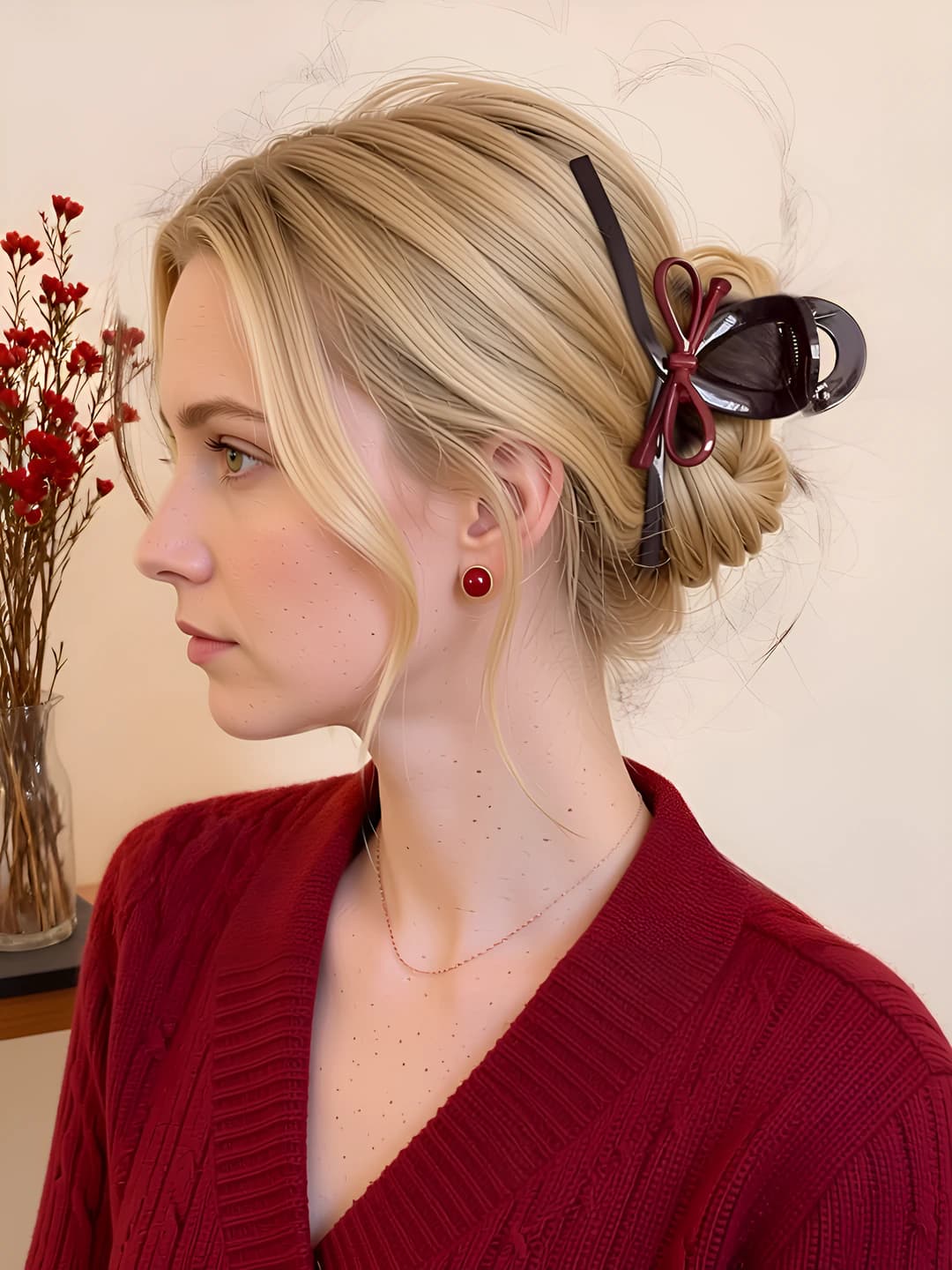 4#1# Red bow double-sided 6cm