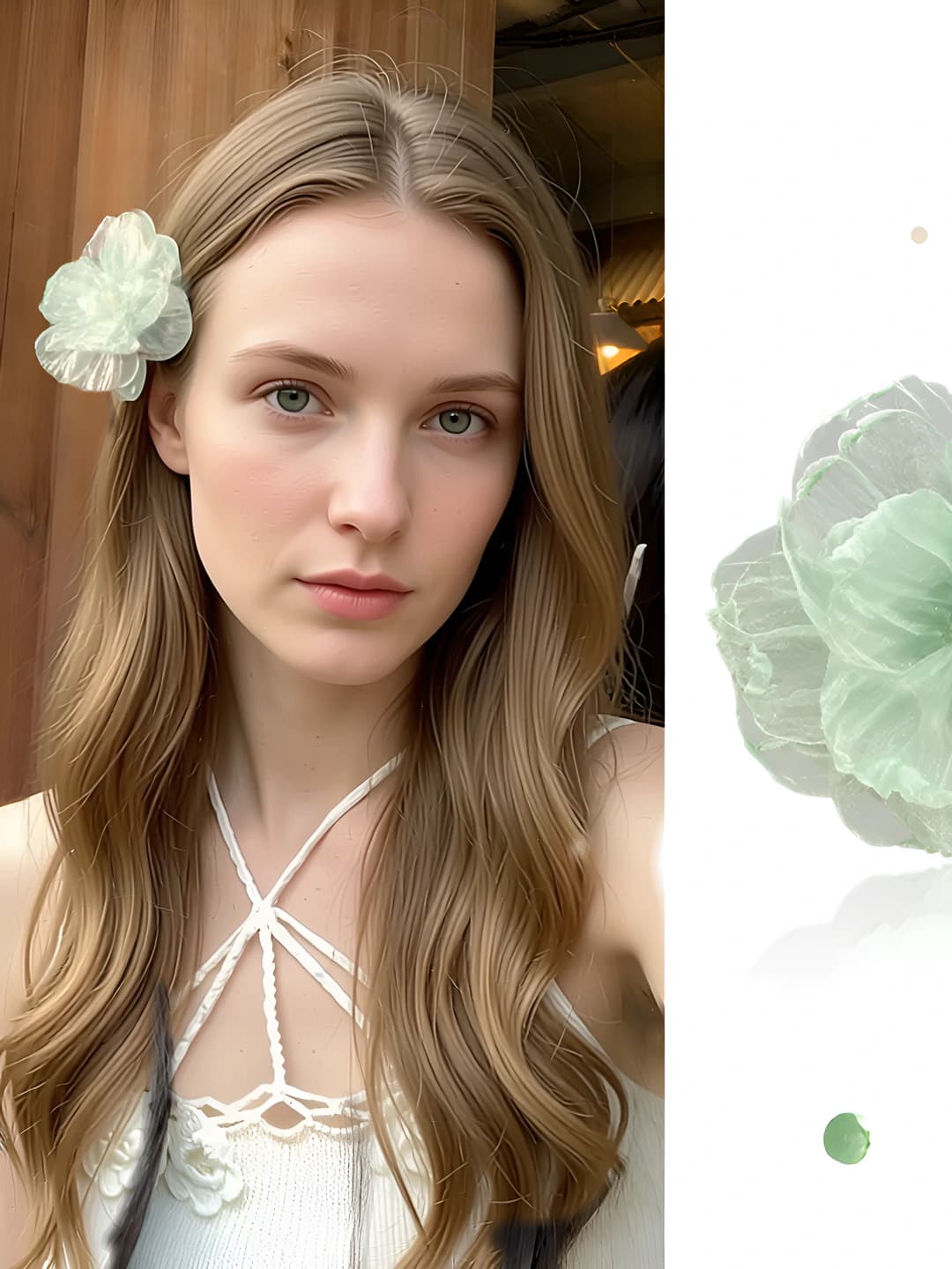 Mint green flower ~4.5 cm