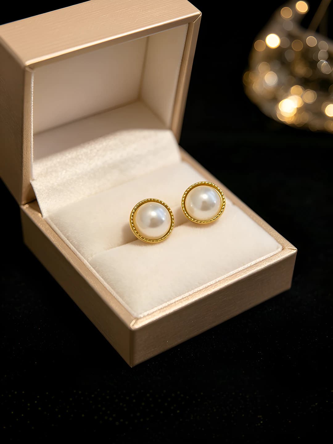 32# Gold rim pearl studs