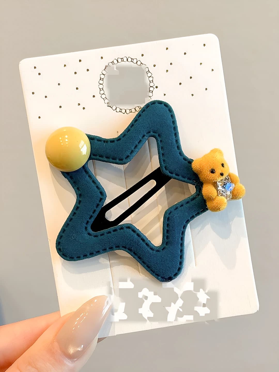 1# Blue five-pointed star hair clip 1 pc