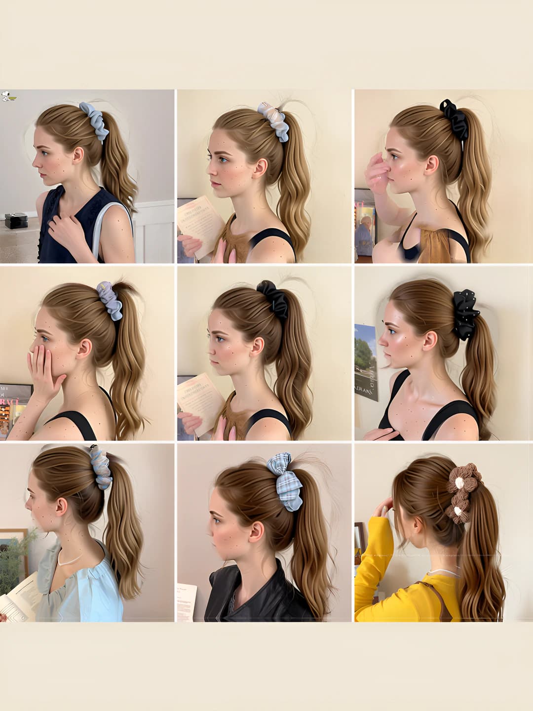 Women's hair clips and combs: 2026 new style satin ruffled banana clip for high ponytail