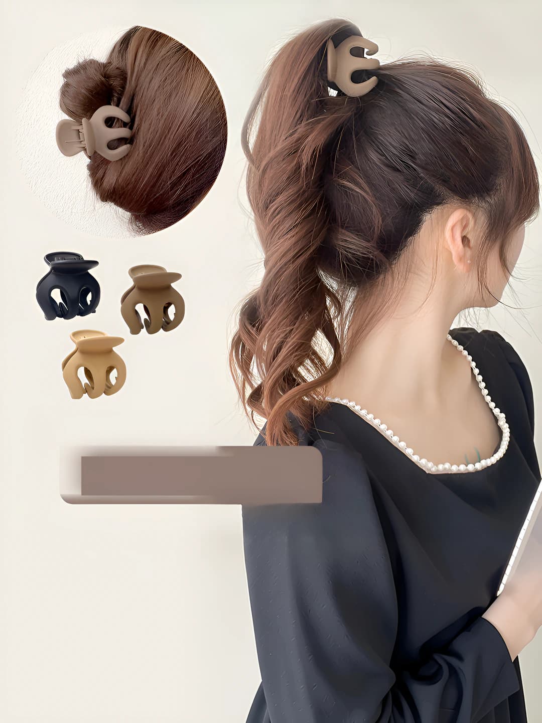 Women's hair clips and combs: black large acrylic hair claw clip, Japanese-Korean style, design element