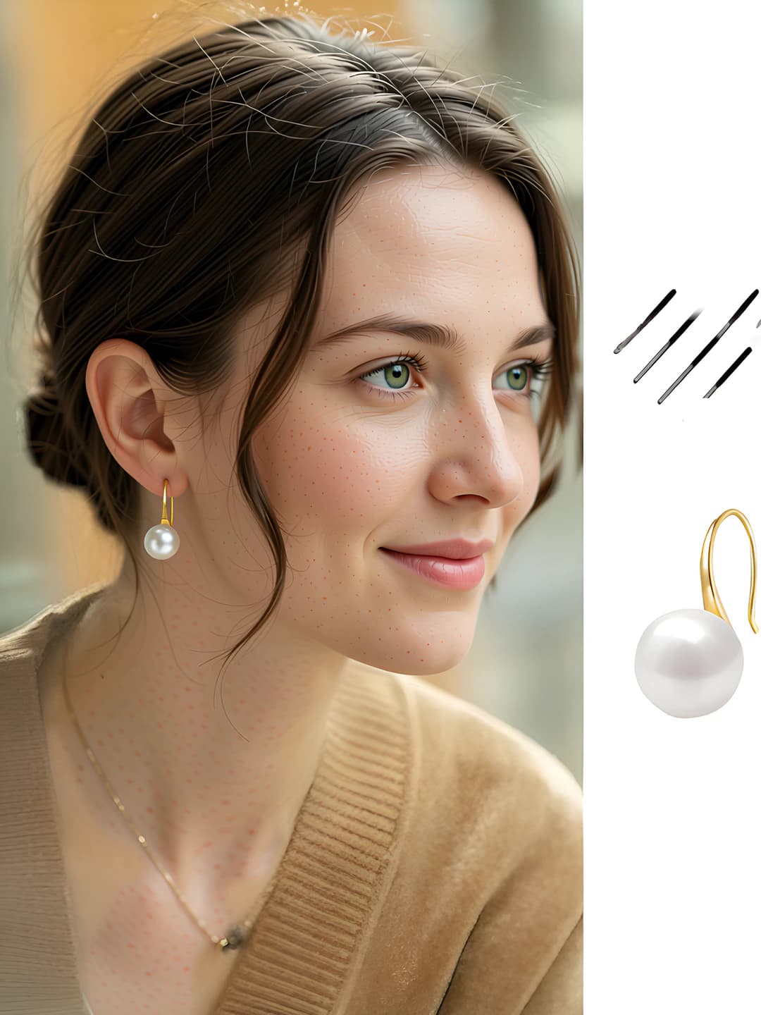 10mm white pearl earring