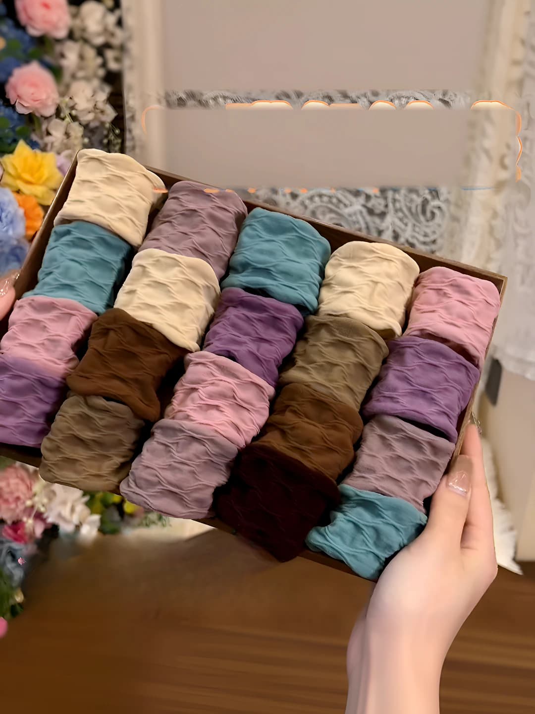 Women's fabric hair ties in Korean style with high stretch, handmade, wide, for high ponytail