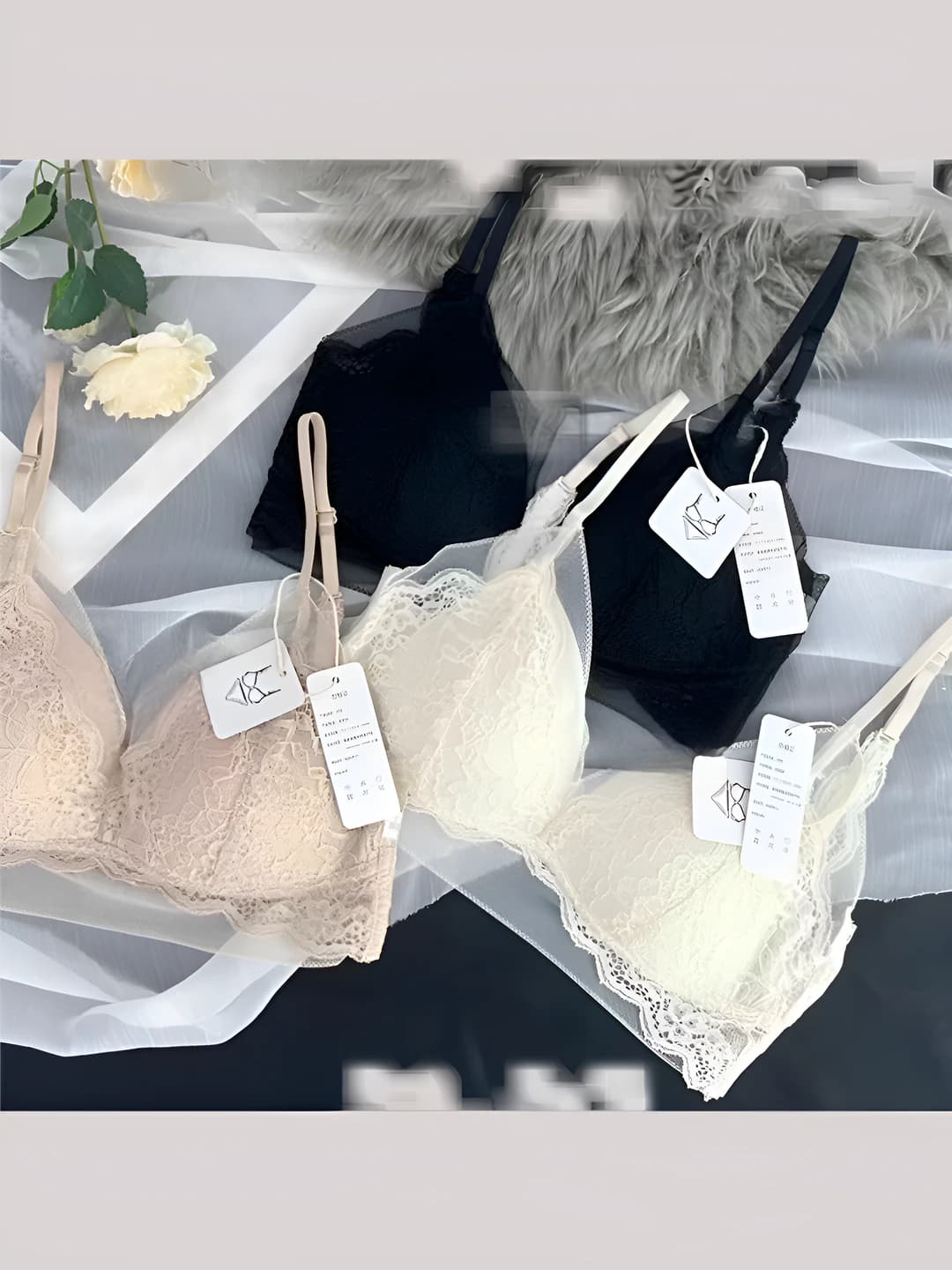 Women's lace bra, 3/4 cup, breathable, summer, open back, sexy