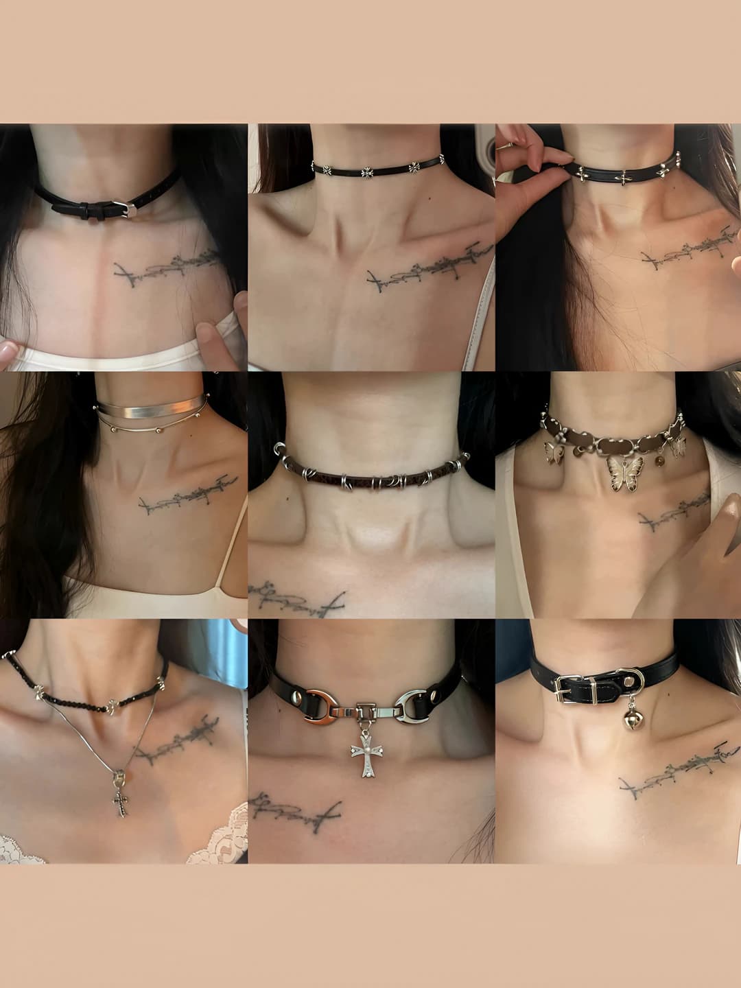 Ayollar uchun choker: qizil rangli, yorqin metallik halqa, punk uslubidagi bo'yn zanjiri