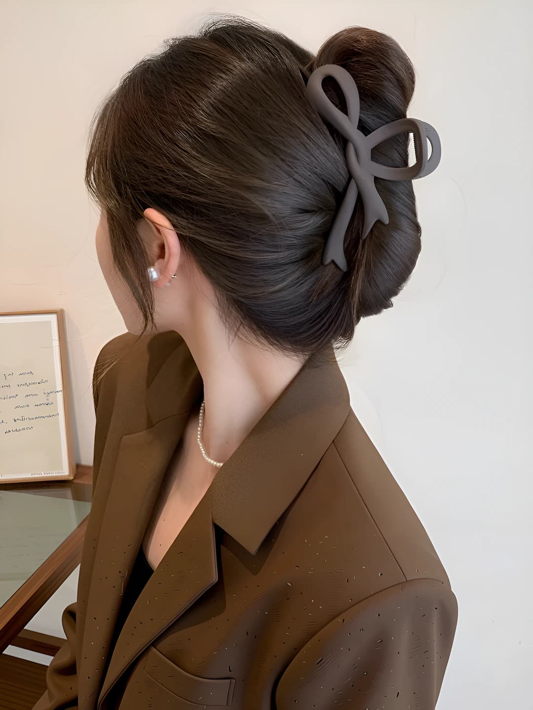 6# Dark coffee bow clip