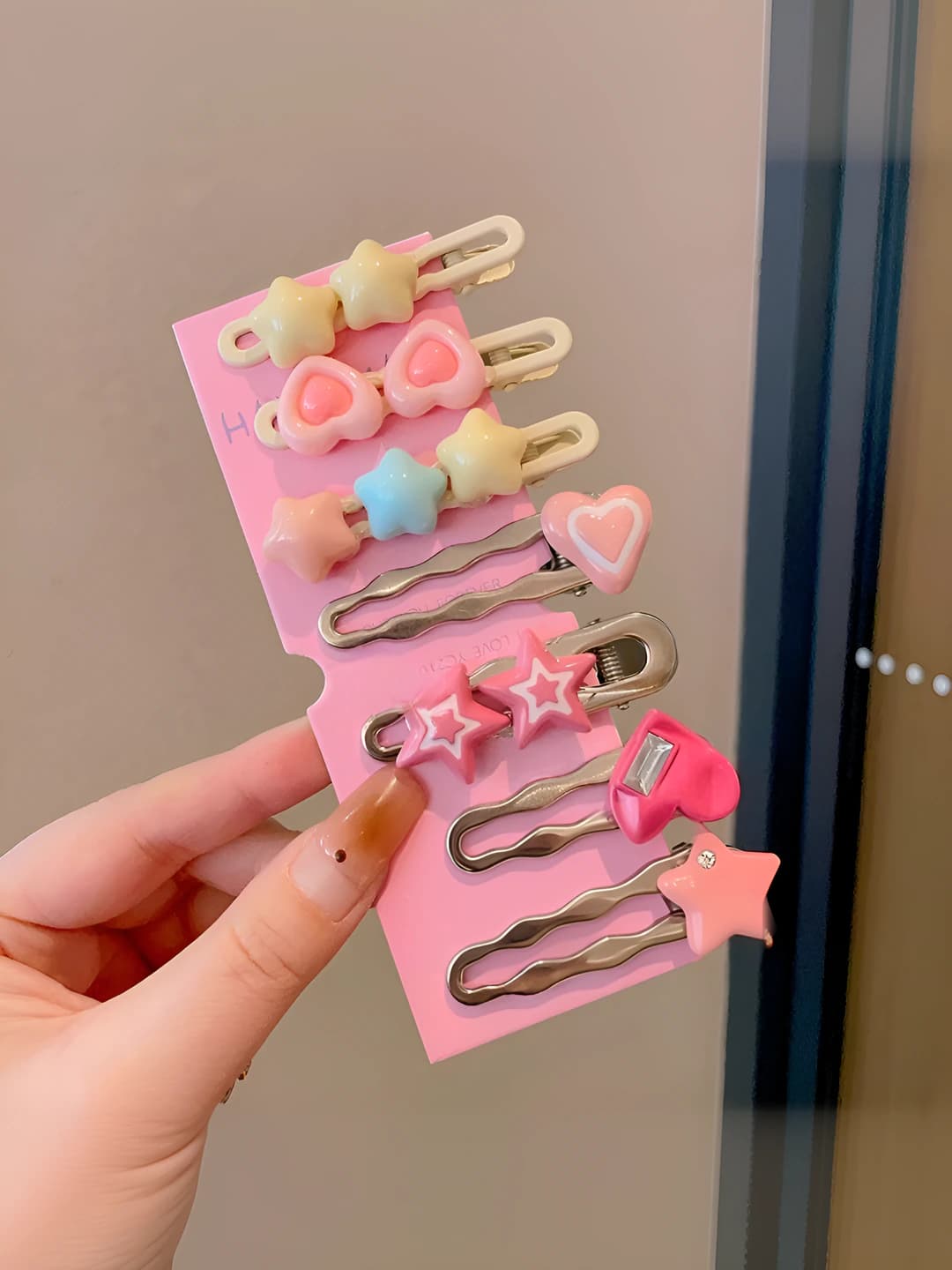 19 Pink hearts 7 pcs