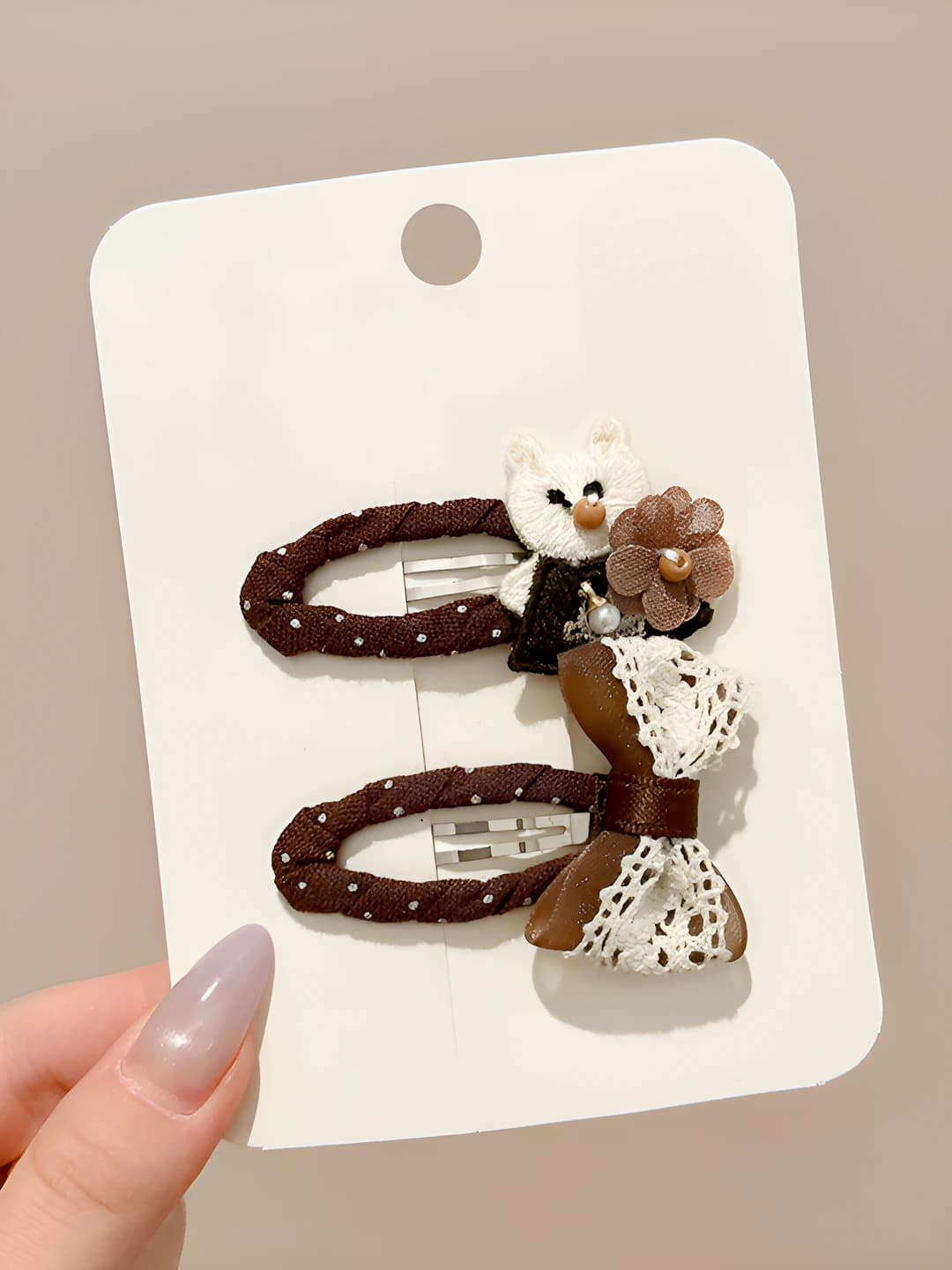 Маленькая кошка + бантик клипс, ~5 см