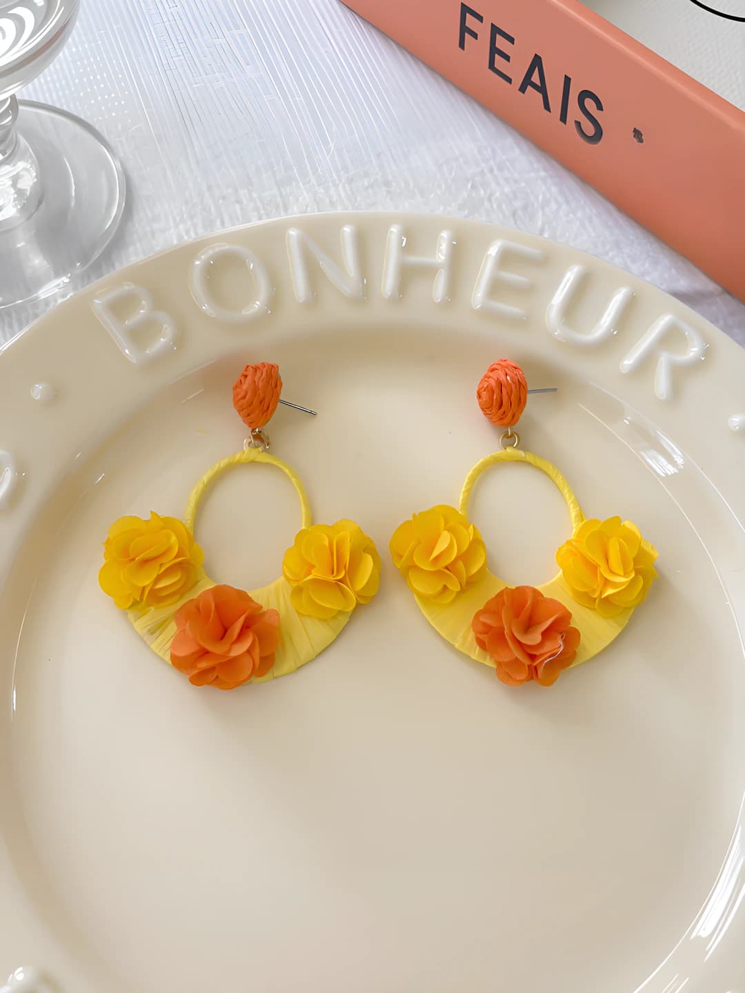Orange, floral, basket