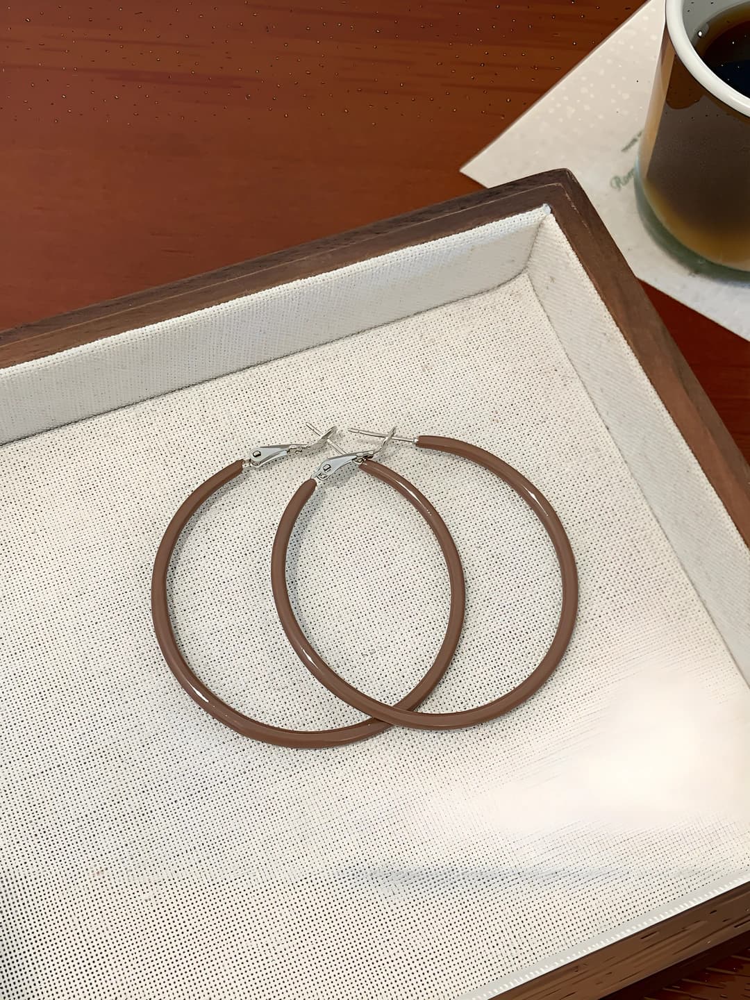 EQW031 [5CM, 0.2] Кофейные серьги-кольца