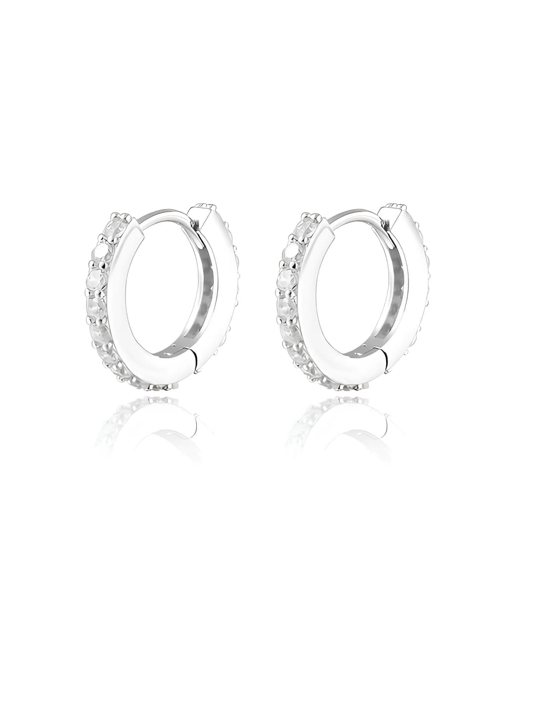 Silver 8mm hoop earrings pair
